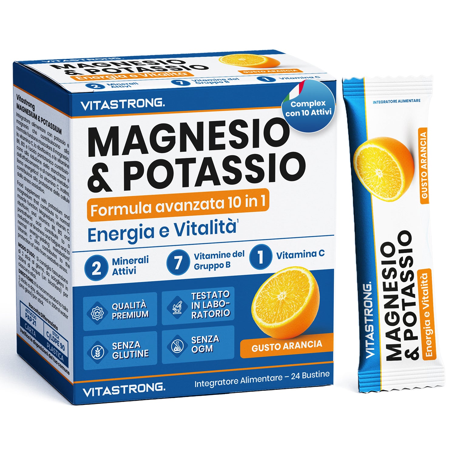 Vitamin-C-Präparat, Vitastrong Magnesium und Kalium Formel 10-in-1 für Pflege zu Hause und Alltag – Hauptansicht