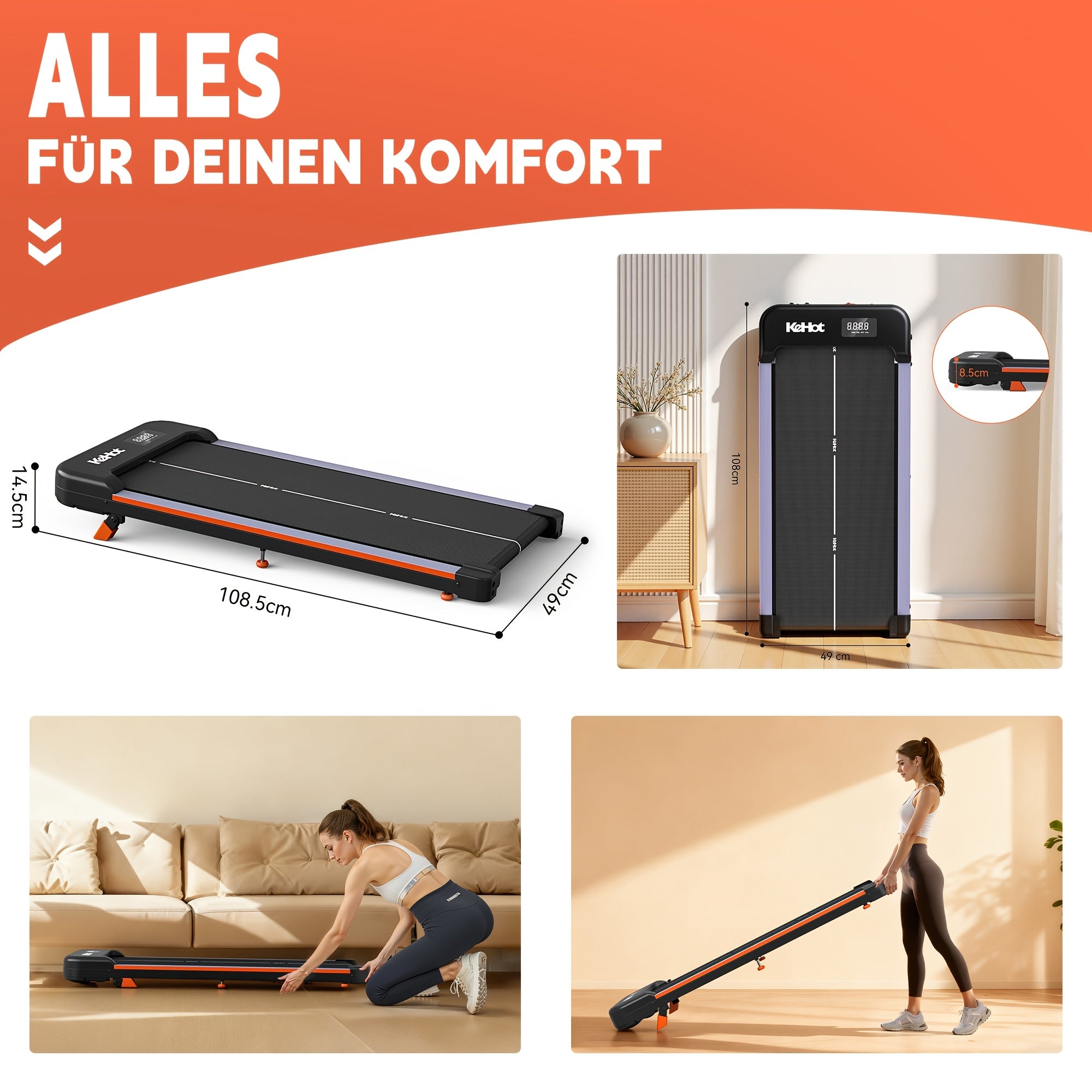 Walking Pad, LED-Beleuchtung für Gehen zu Hause und Homeoffice – Hauptansicht