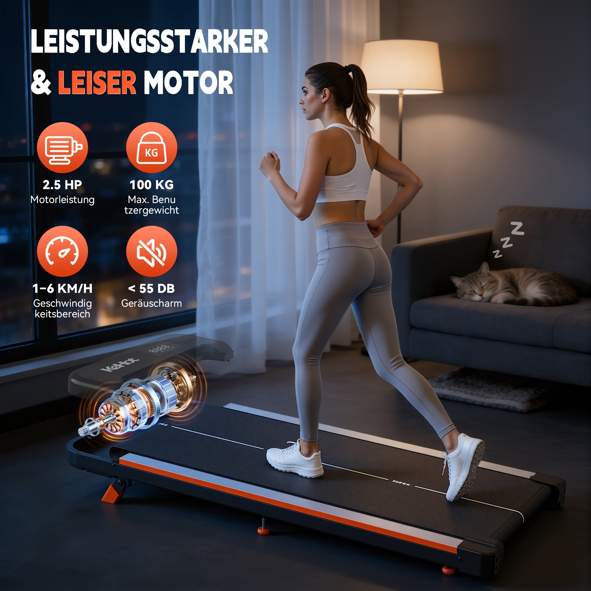 Walking Pad, LED-Beleuchtung für Gehen zu Hause und Homeoffice – Detailansicht 2