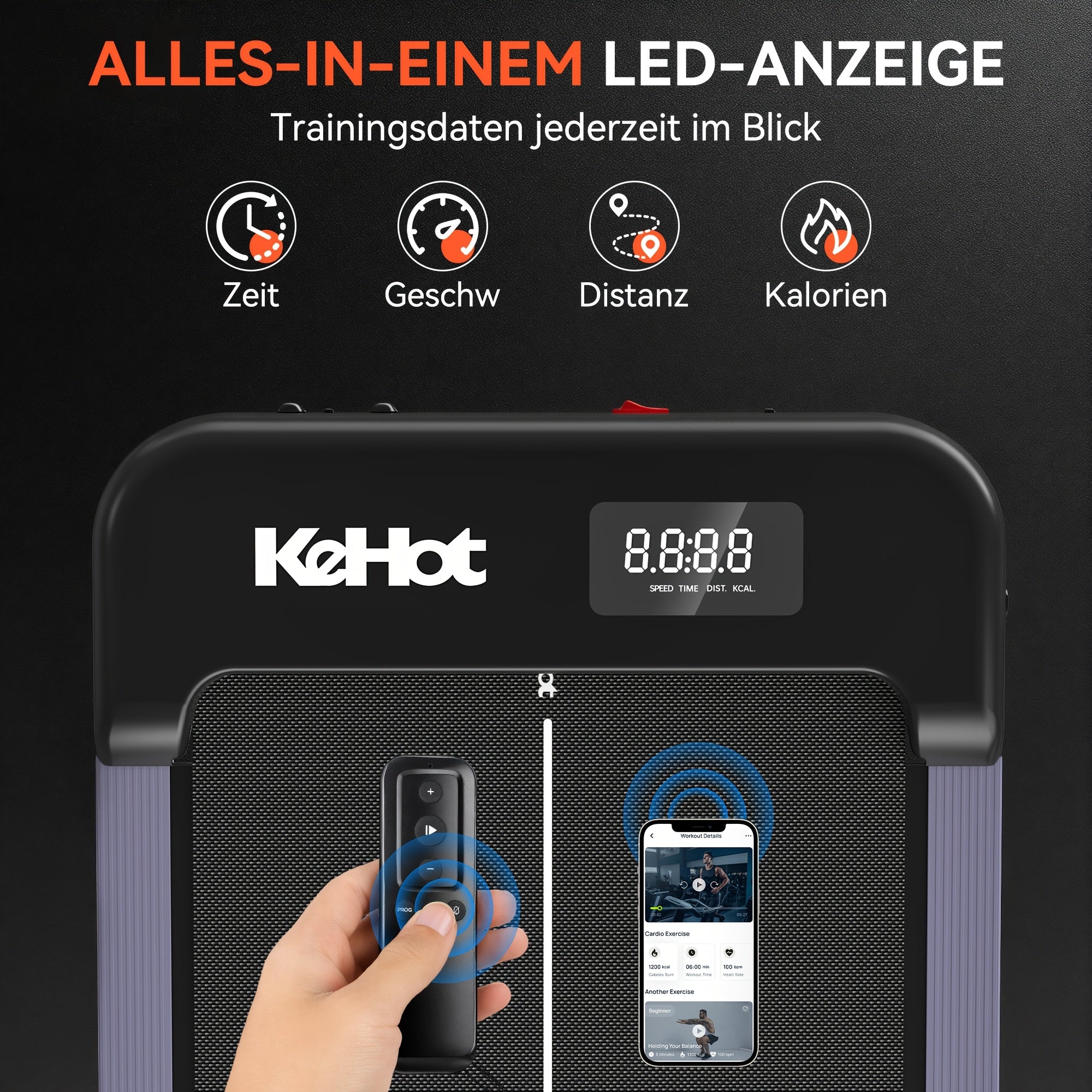 Walking Pad, LED-Beleuchtung für Gehen zu Hause und Homeoffice – Detailansicht 5