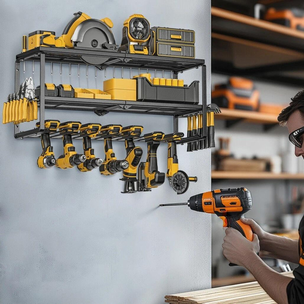 Wandmontiertes Werkzeugregal, Metall für Werkstatt und Heimwerken – Detailansicht 8