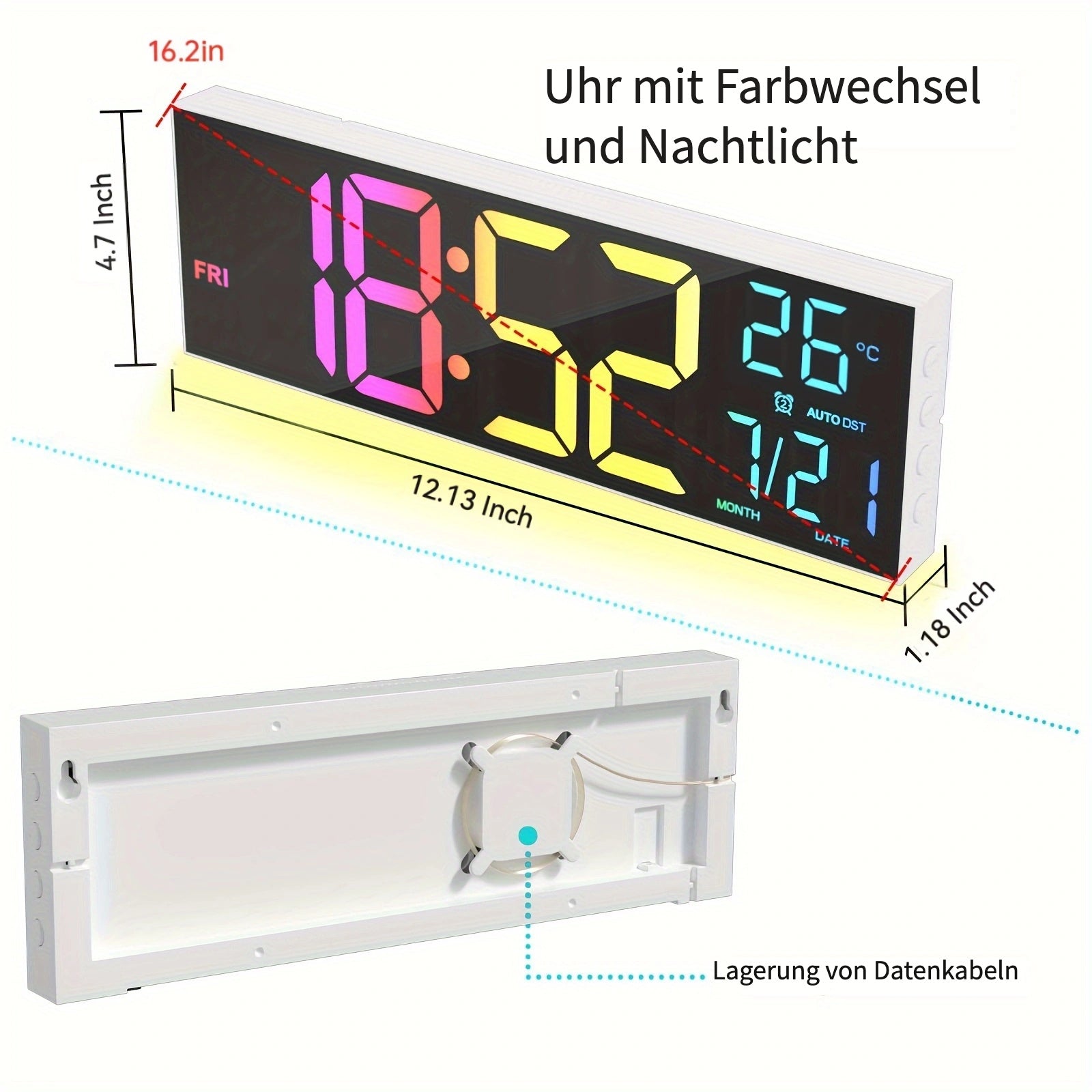 Wanduhr, 41,15 cm für Alltag und Wohnbereich – Detailansicht 2