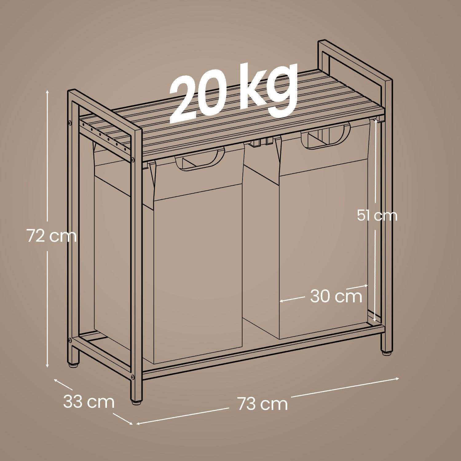 Wäschekorb, 2 x 46 für Zuhause und Alltag – Detailansicht 3