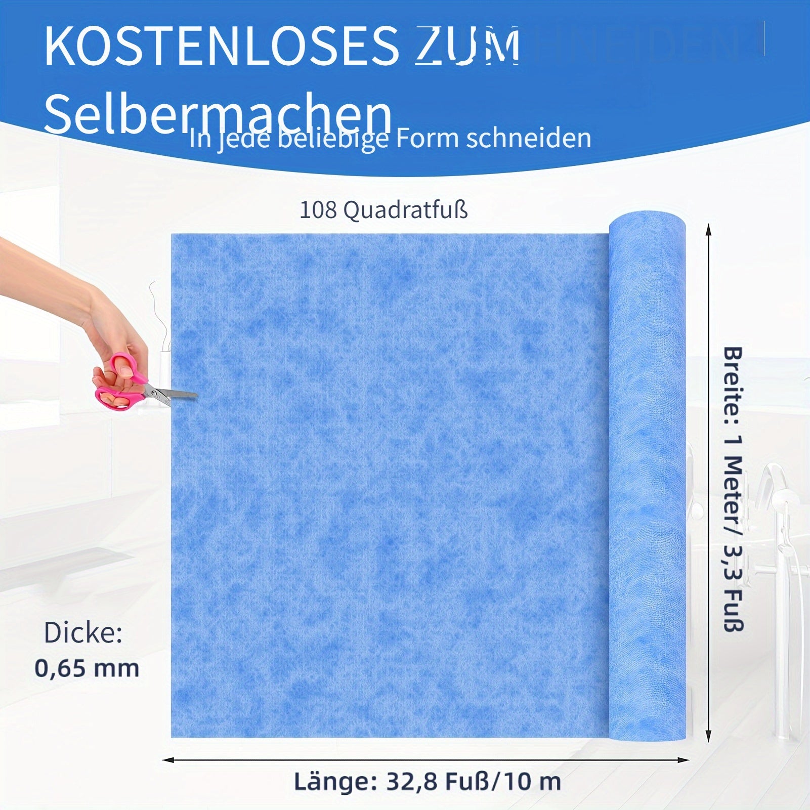Wasserdichte Membran Dichtungsfolie, 1m x 30m Blau für Badezimmer und Haushalt – Detailansicht 2