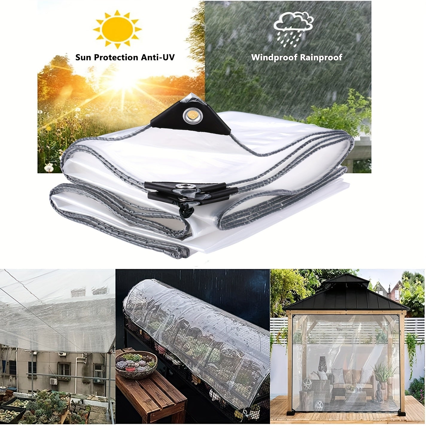 wasserdichte PE-Schutzplane, 1 Stück für Garten und Terrasse – Detailansicht 8