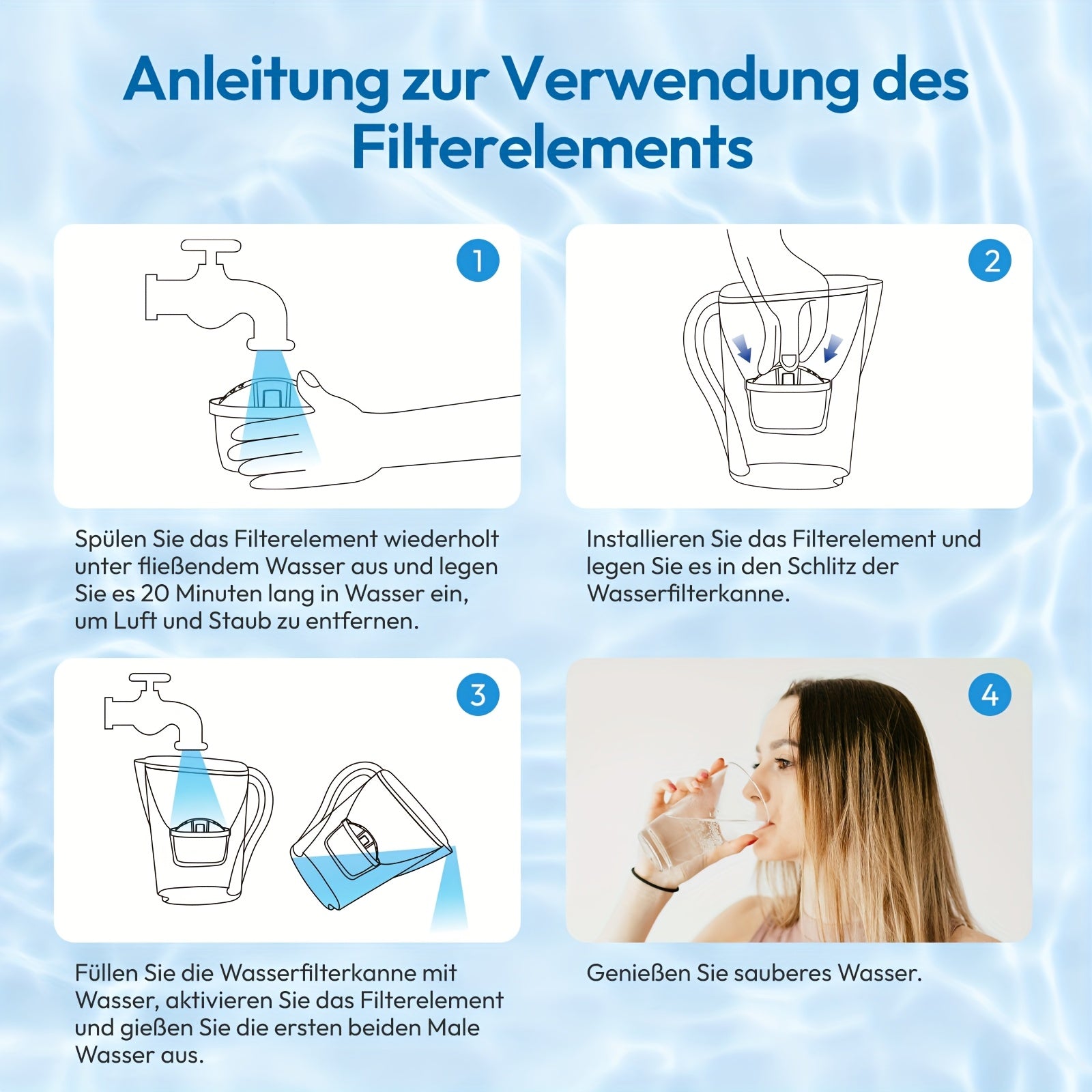Wasserfilterkartuschen Ersatz - Kompatibel, 12 Stück für Küche und Essbereich – Detailansicht 5