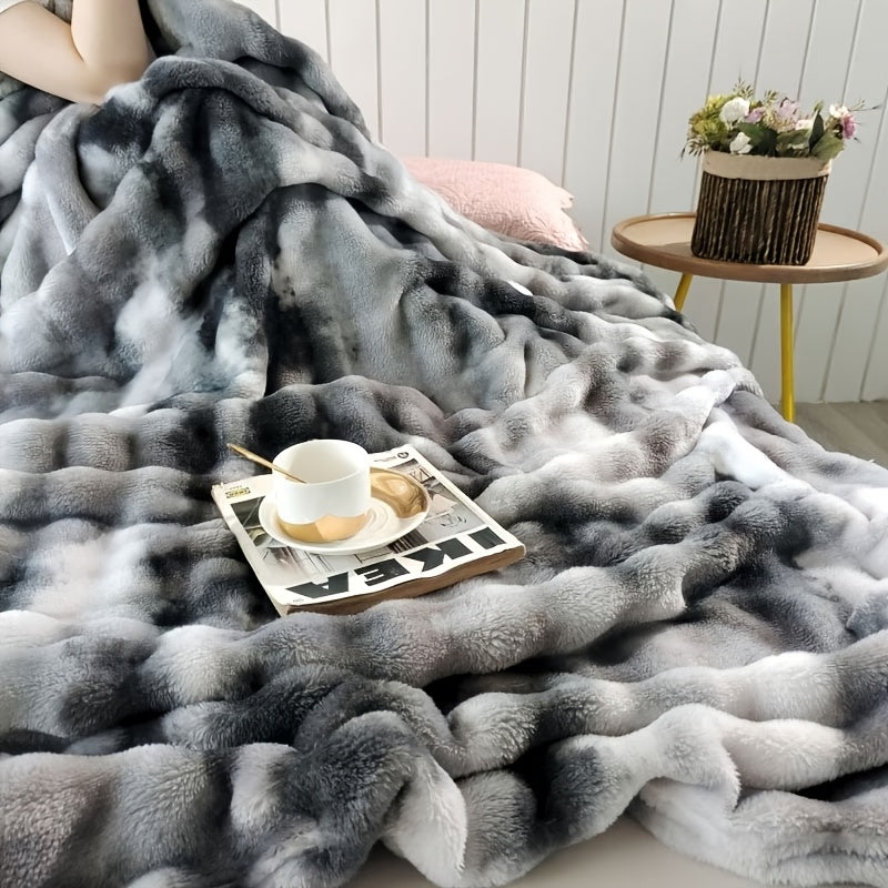Weihnachtsgeschenk-Decke, Tie-Dye-Grau für Weihnachten und Alltag – Detailansicht 7