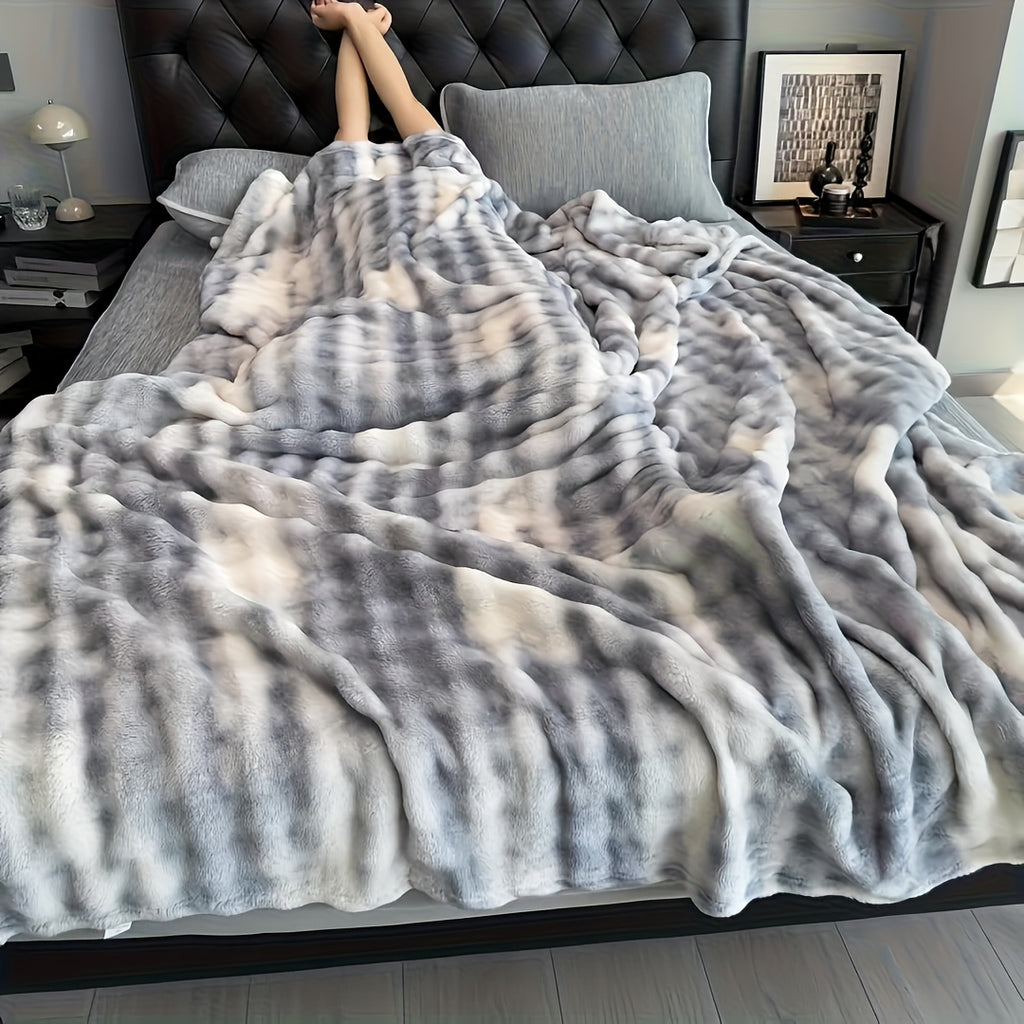 Weihnachtsgeschenk-Decke, Tie-Dye-Grau für Weihnachten und Alltag – Detailansicht 17