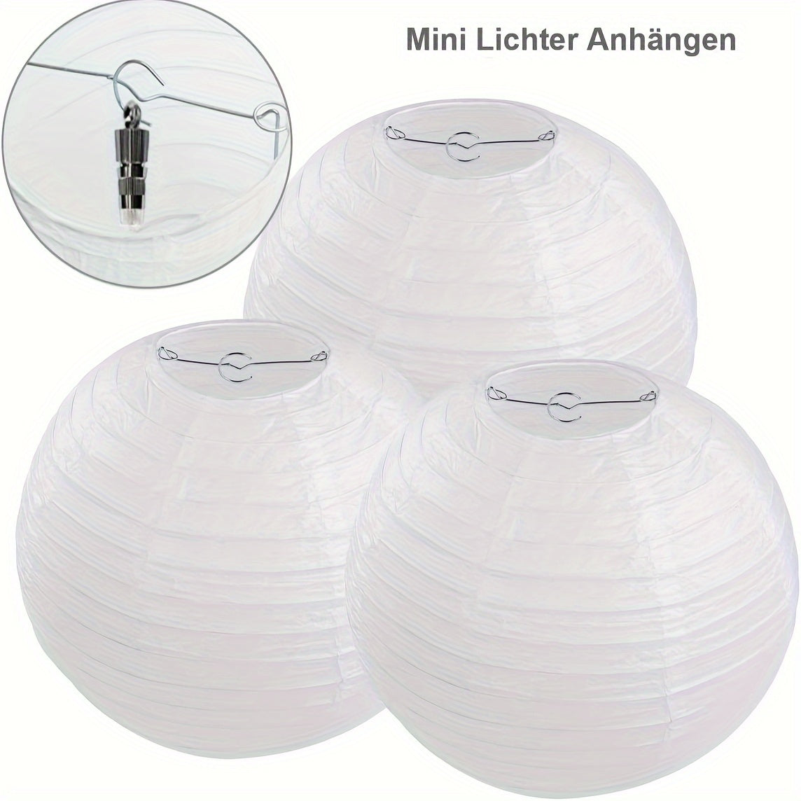 weiße Papierlaternen, LED-Beleuchtung für Alltag und Zuhause – Detailansicht 19