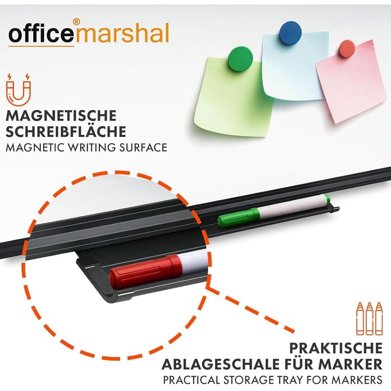 Whiteboard Magnettafel, schwarzer Rahmen für Büro und Homeoffice – Detailansicht 3