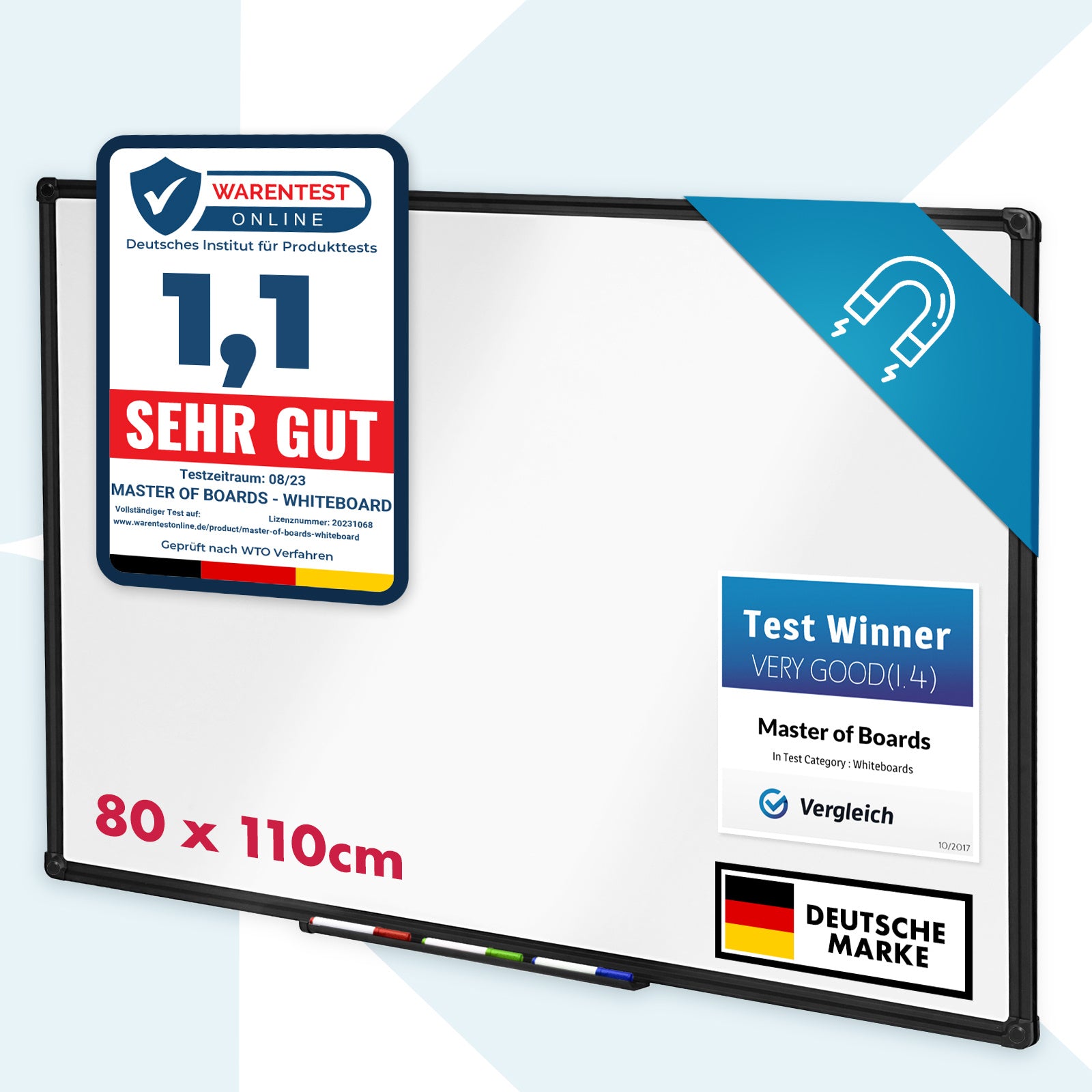 Whiteboard Magnettafel, schwarzer Rahmen für Büro und Homeoffice – Detailansicht 8