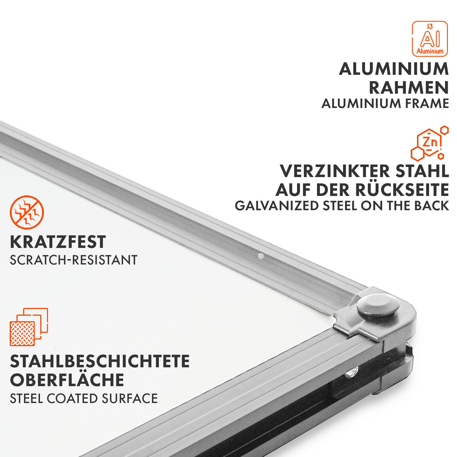 Whiteboard Magnettafel, schwarzer Rahmen für Büro und Homeoffice – Detailansicht 15