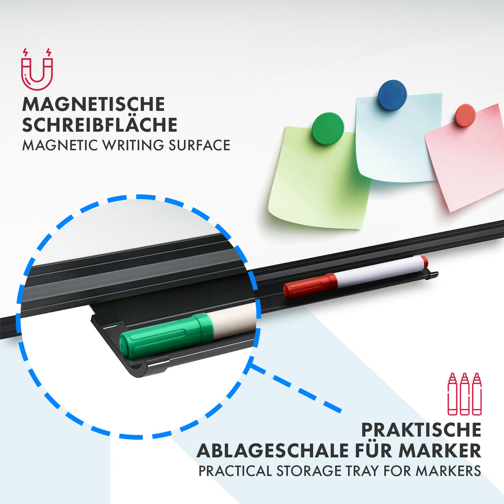 Whiteboard Magnettafel, schwarzer Rahmen für Büro und Homeoffice – Detailansicht 24