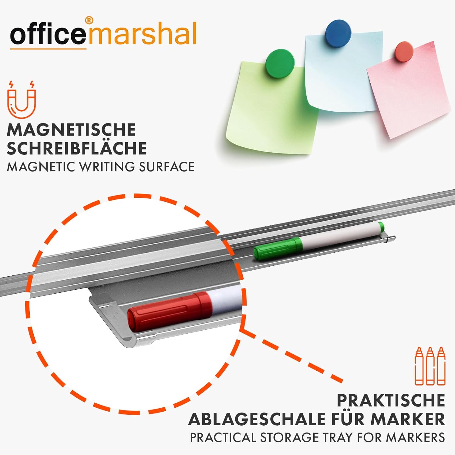 Whiteboard Magnettafel, schwarzer Rahmen für Büro und Homeoffice – Detailansicht 28
