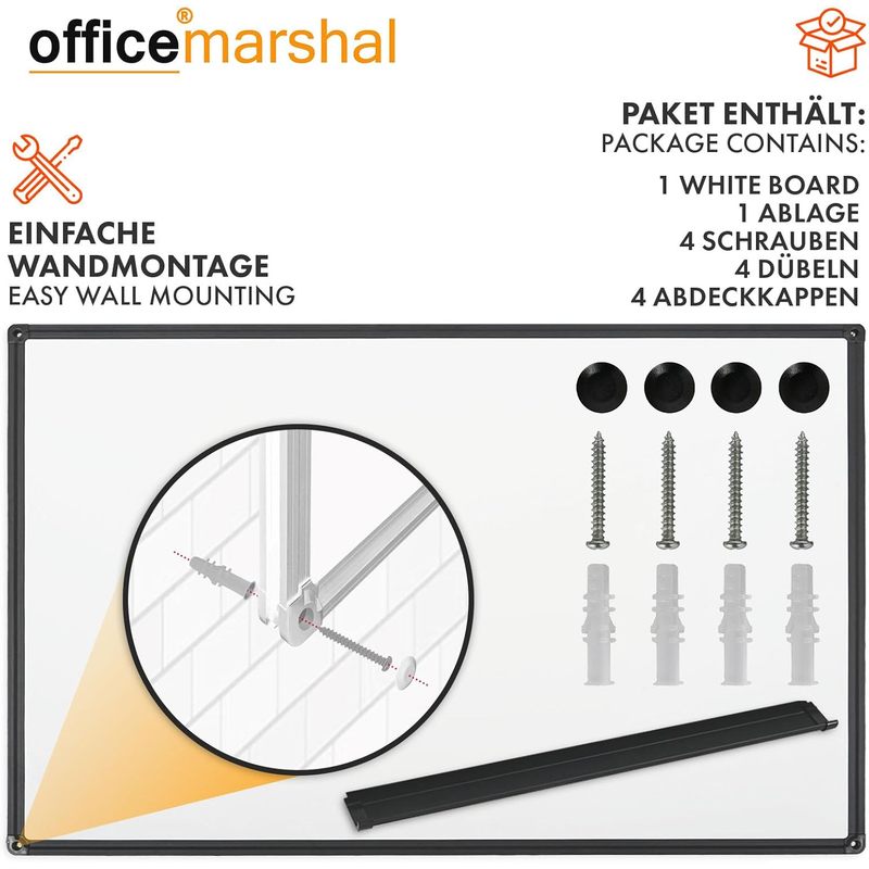 Whiteboard Magnettafel, schwarzer Rahmen für Büro und Homeoffice – Detailansicht 36