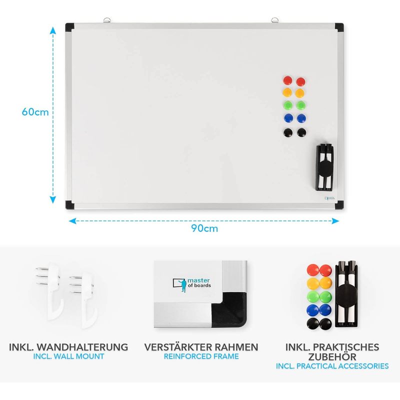 Whiteboard Magnettafel, schwarzer Rahmen für Büro und Homeoffice – Detailansicht 43