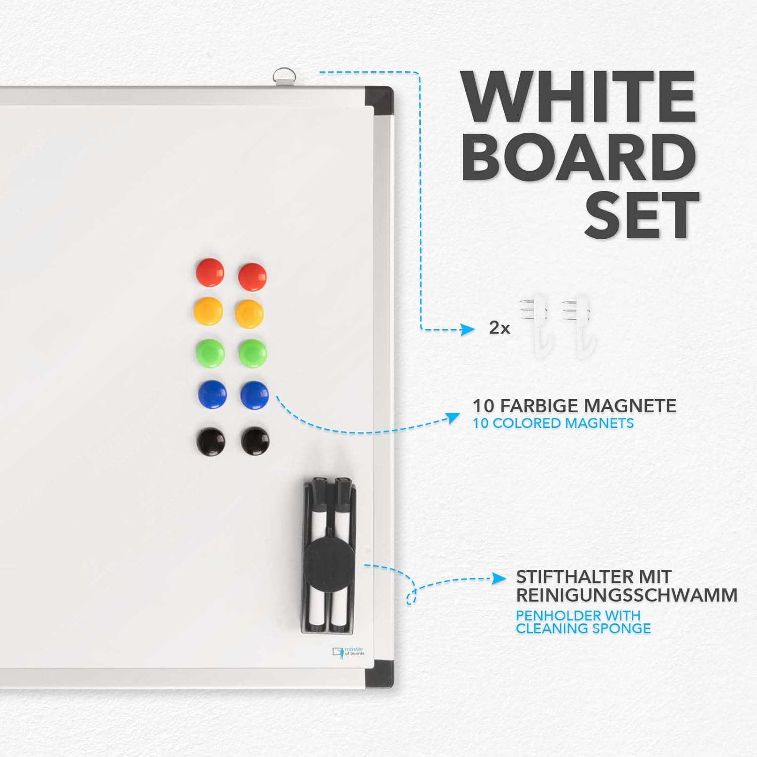Whiteboard Magnettafel, schwarzer Rahmen für Büro und Homeoffice – Detailansicht 44