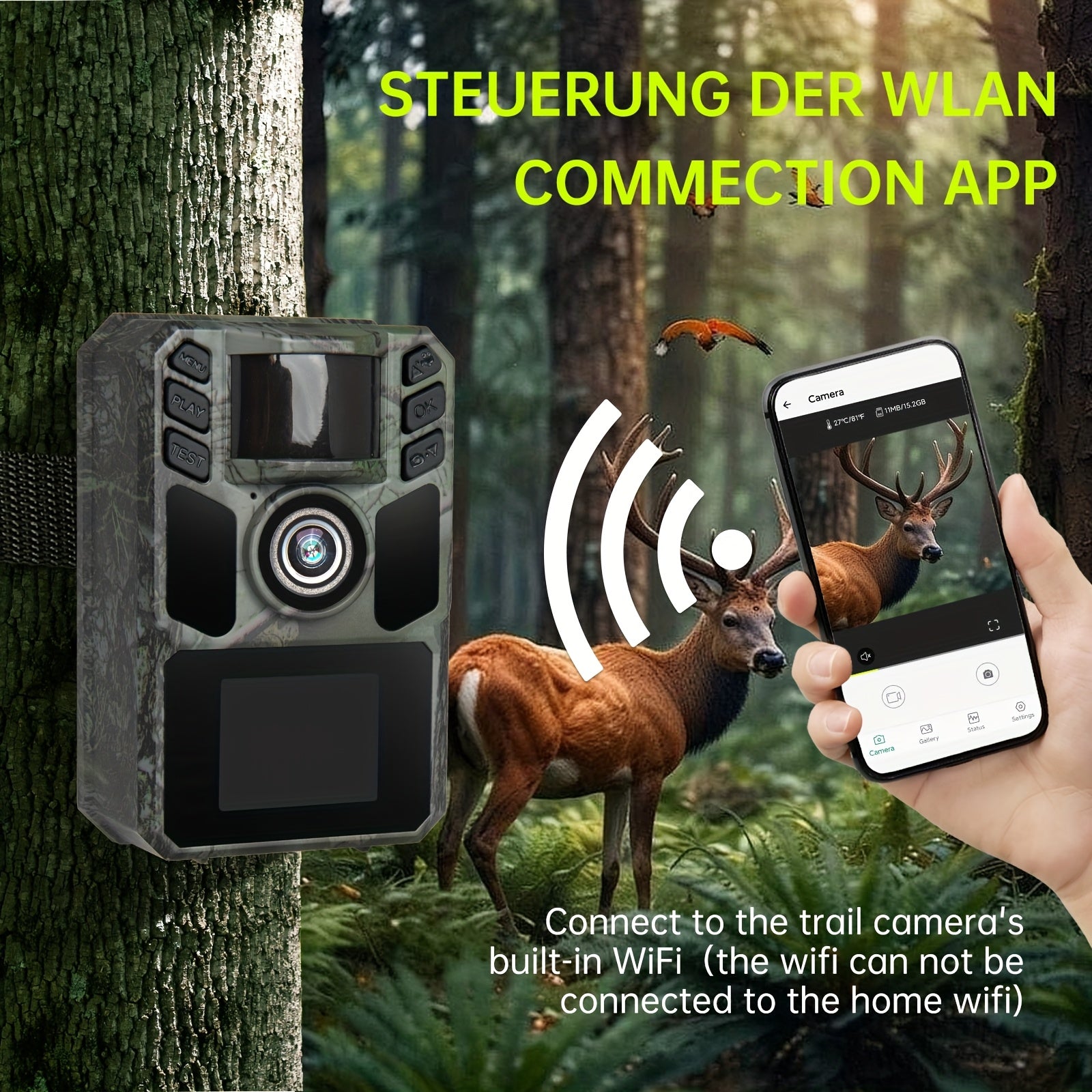 Wildkamera, 4K 64MP Jagdkamera mit Nachtsicht für unterwegs und Zuhause – Detailansicht 2