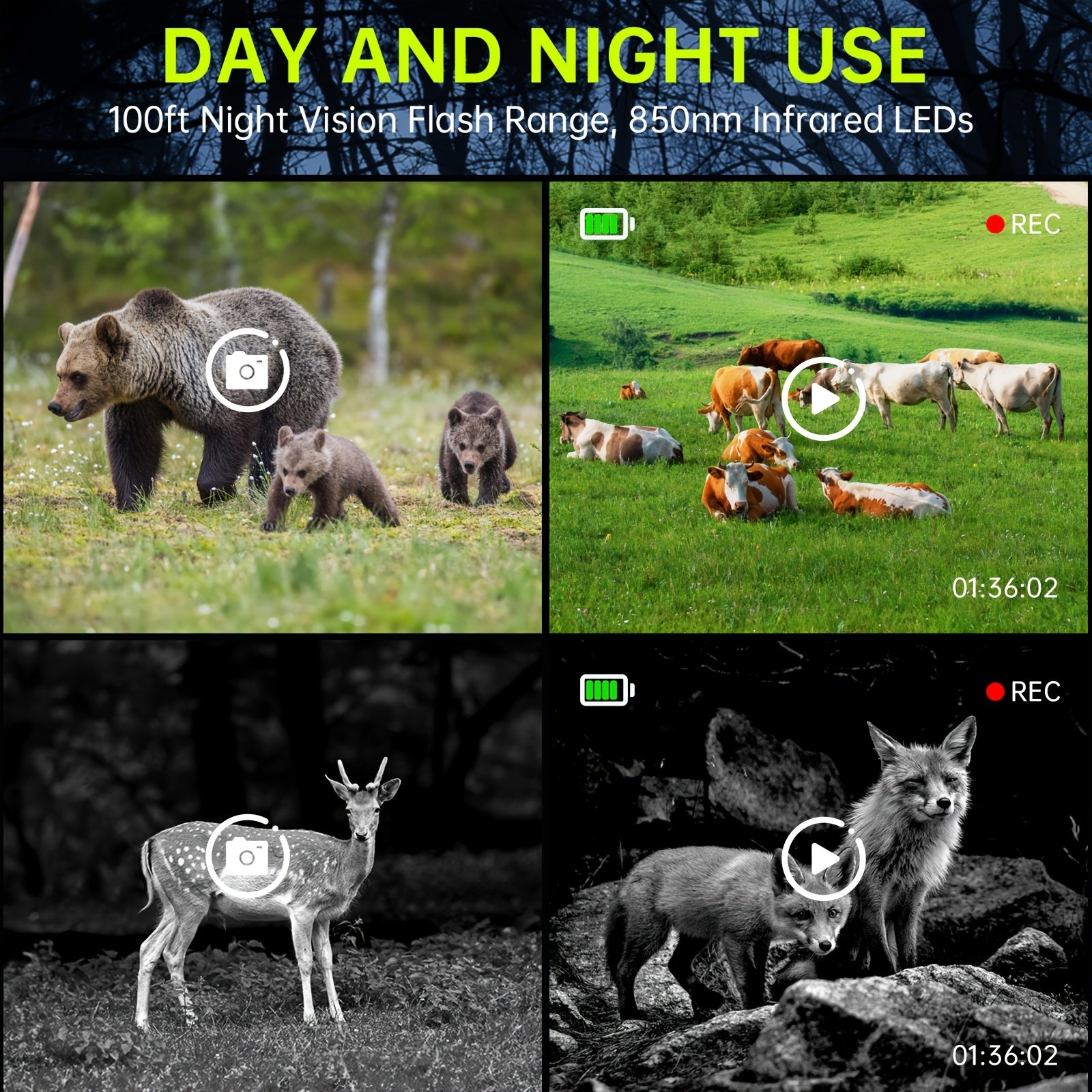 Wildkamera, 4K 64MP Jagdkamera mit Nachtsicht für unterwegs und Zuhause – Detailansicht 4