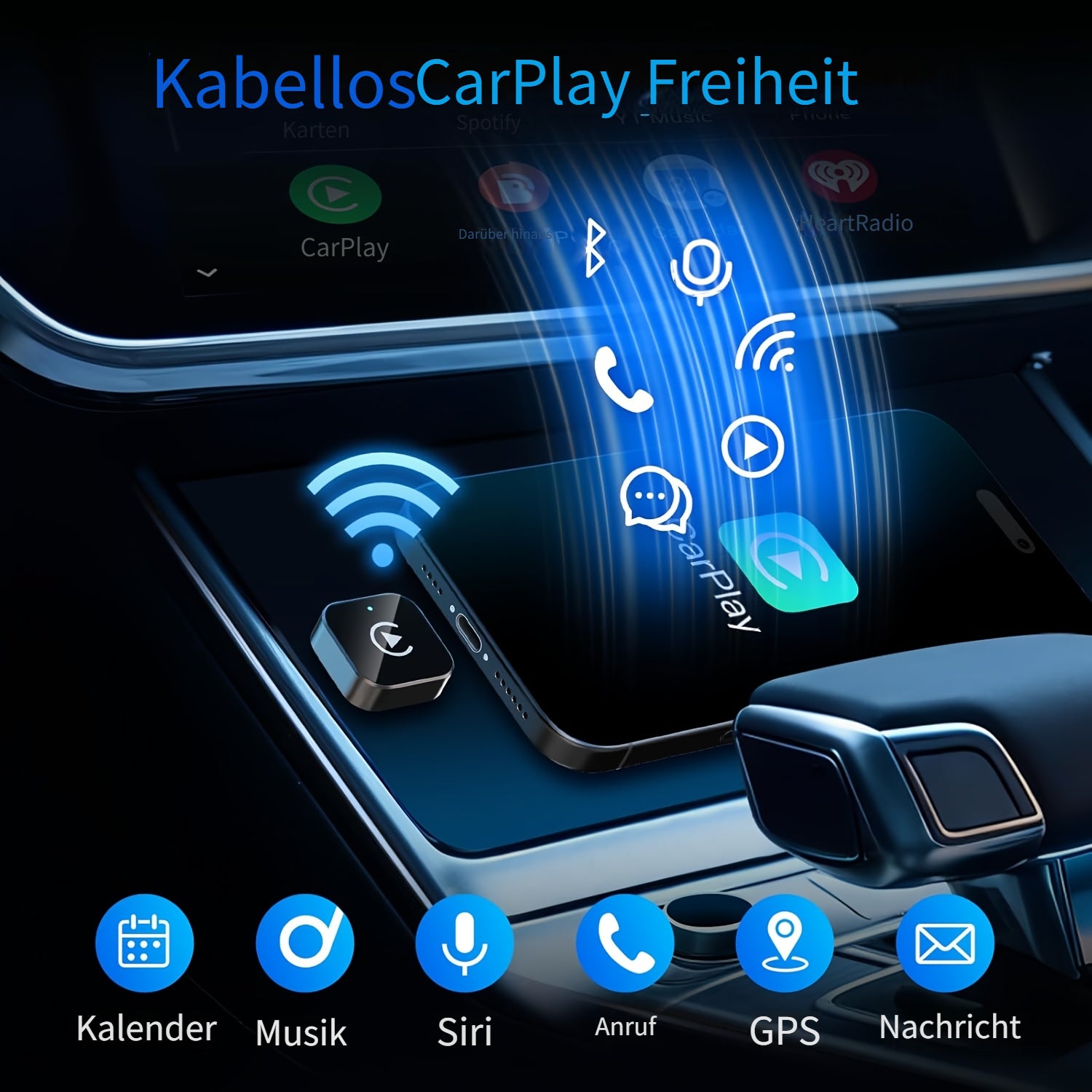 Wireless Carplay Adapter, kabellos für Fahrzeug und unterwegs – Detailansicht 8