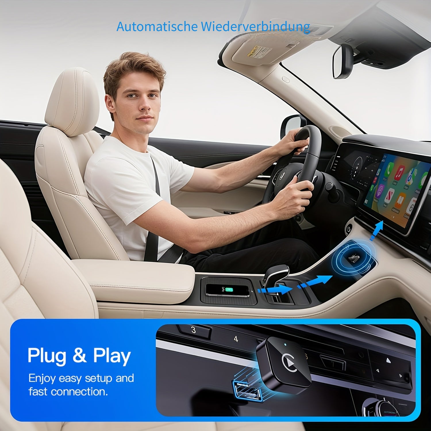Wireless Carplay Adapter, kabellos für Fahrzeug und unterwegs – Detailansicht 9