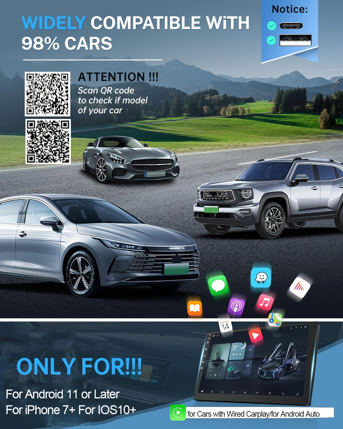 Wireless Carplay Adapter, kabellos für Fahrzeug und unterwegs – Detailansicht 10