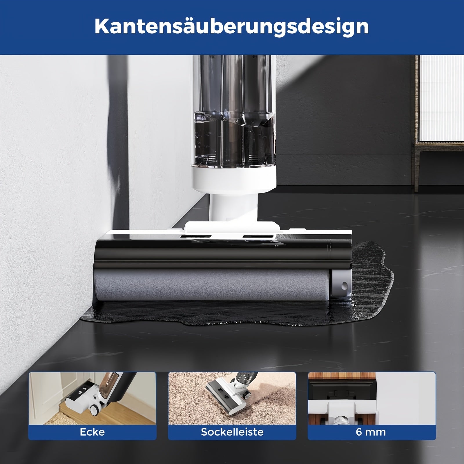 Wischmopp-Set, ED12 Akku-Nass-Trocken-Sauger für Hartböden für Zuhause und Vorratsraum – Detailansicht 2
