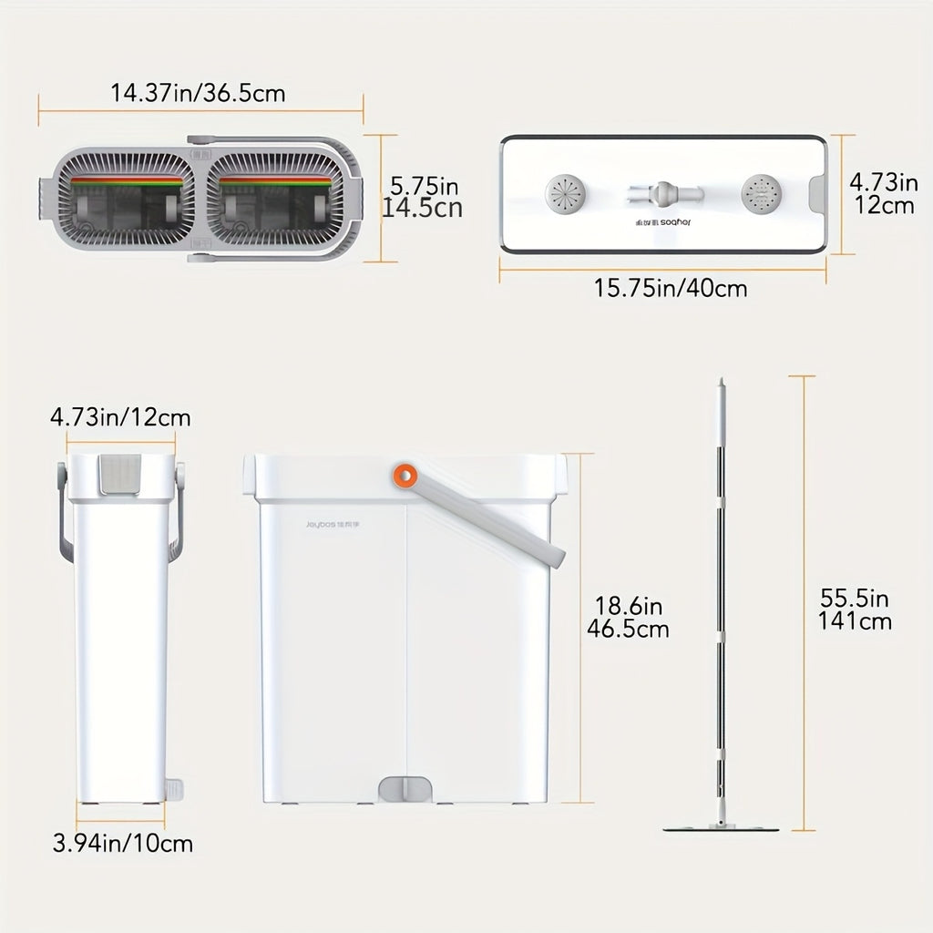 Wischmopp-Set mit Eimer, Wischmopp+Metallstange+Eimer+4 Tücher für Zuhause und Vorratsraum – Detailansicht 2