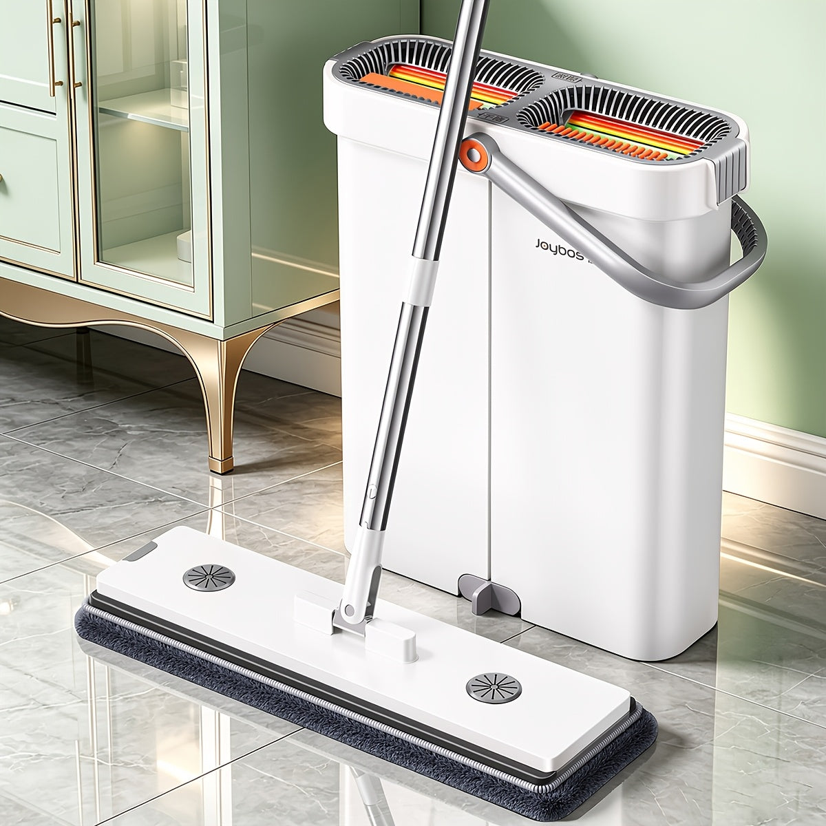 Wischmopp-Set mit Eimer, Wischmopp+Metallstange+Eimer+4 Tücher für Zuhause und Vorratsraum – Detailansicht 16