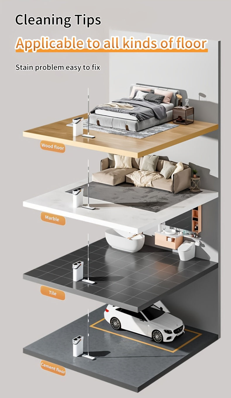 Wischmopp-Set mit Eimer, Wischmopp+Metallstange+Eimer+4 Tücher für Zuhause und Vorratsraum – Detailansicht 24