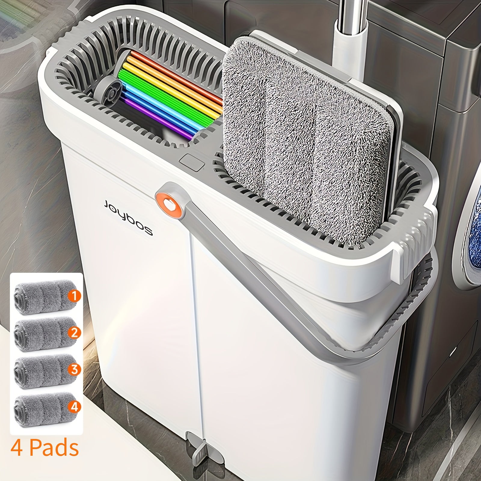Wischmopp-Set mit Eimer, Wischmopp+Metallstange+Eimer+4 Tücher für Zuhause und Vorratsraum – Detailansicht 28