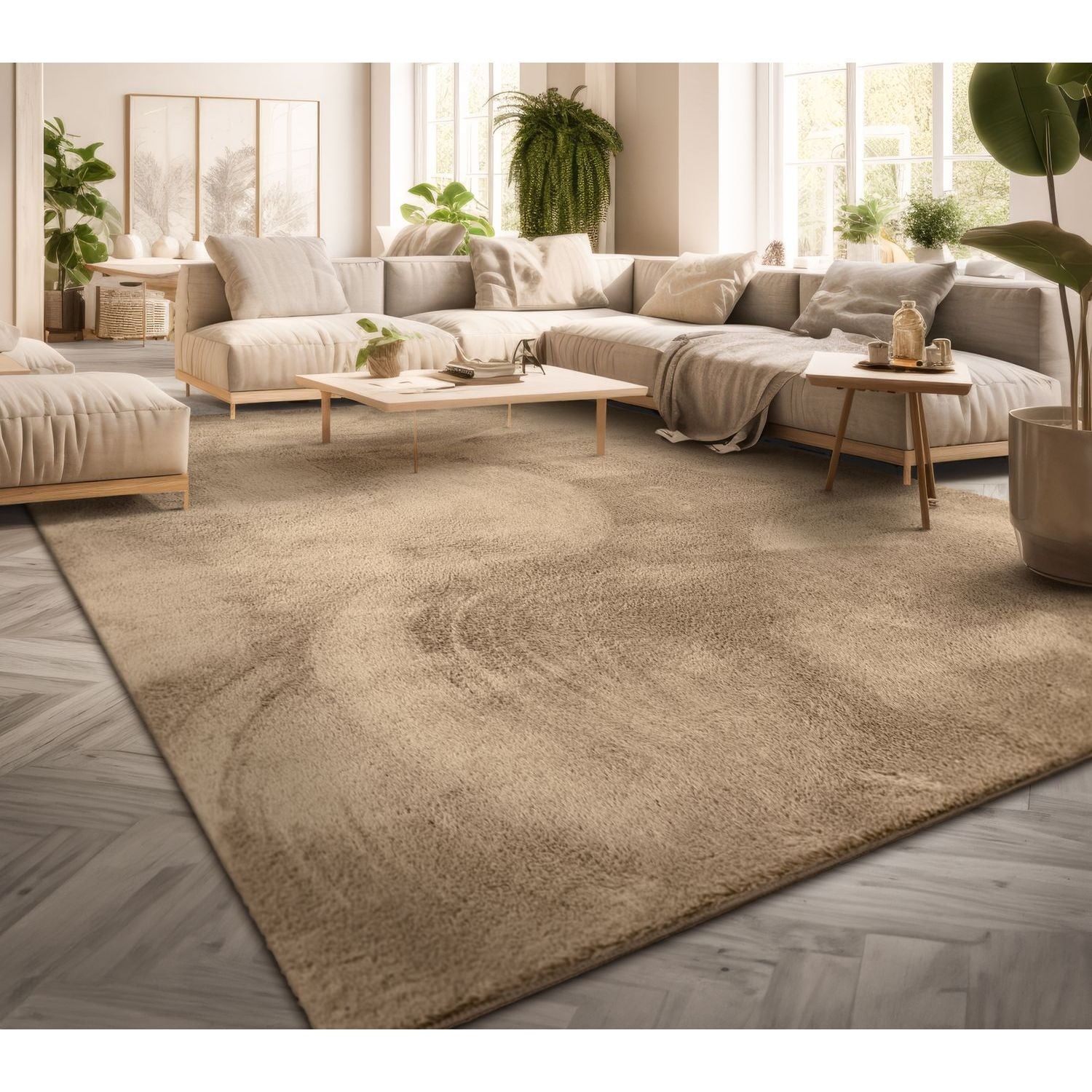 Wohnzimmer Kurzflor Einfarbig Modernes Design, Anthrazit für Zuhause und Wohnzimmer – Detailansicht 16