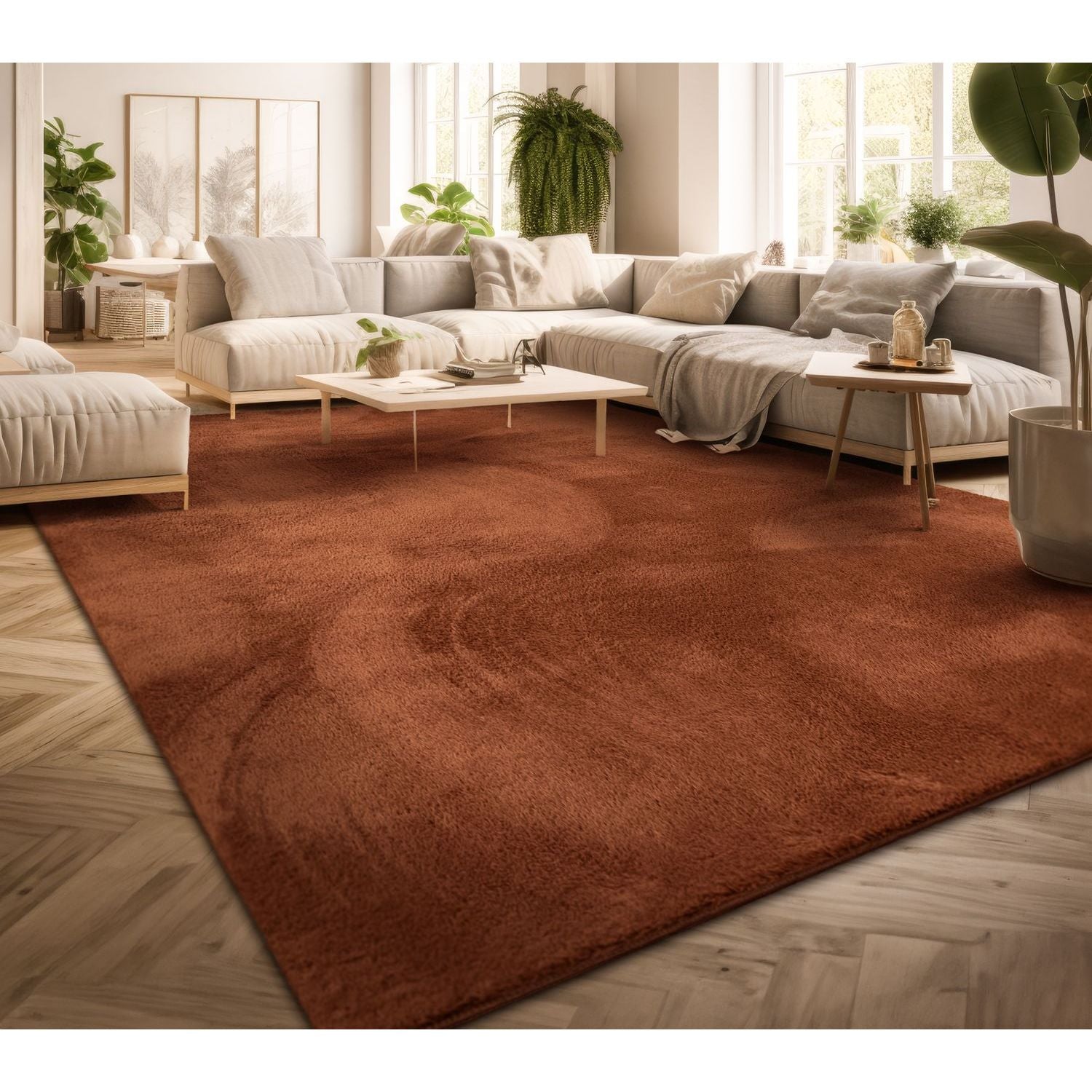 Wohnzimmer Kurzflor Einfarbig Modernes Design, Anthrazit für Zuhause und Wohnzimmer – Detailansicht 36