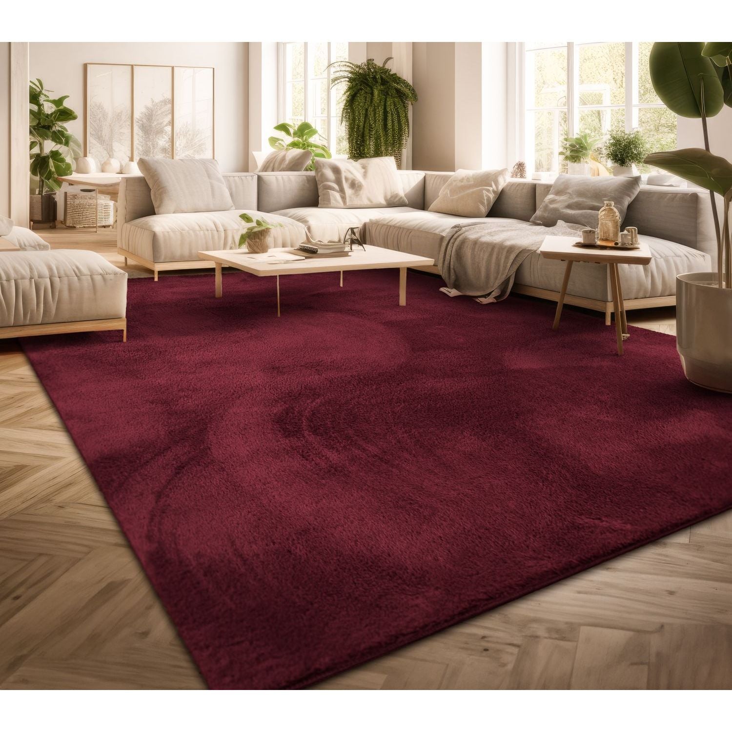 Wohnzimmer Kurzflor Einfarbig Modernes Design, Anthrazit für Zuhause und Wohnzimmer – Detailansicht 48