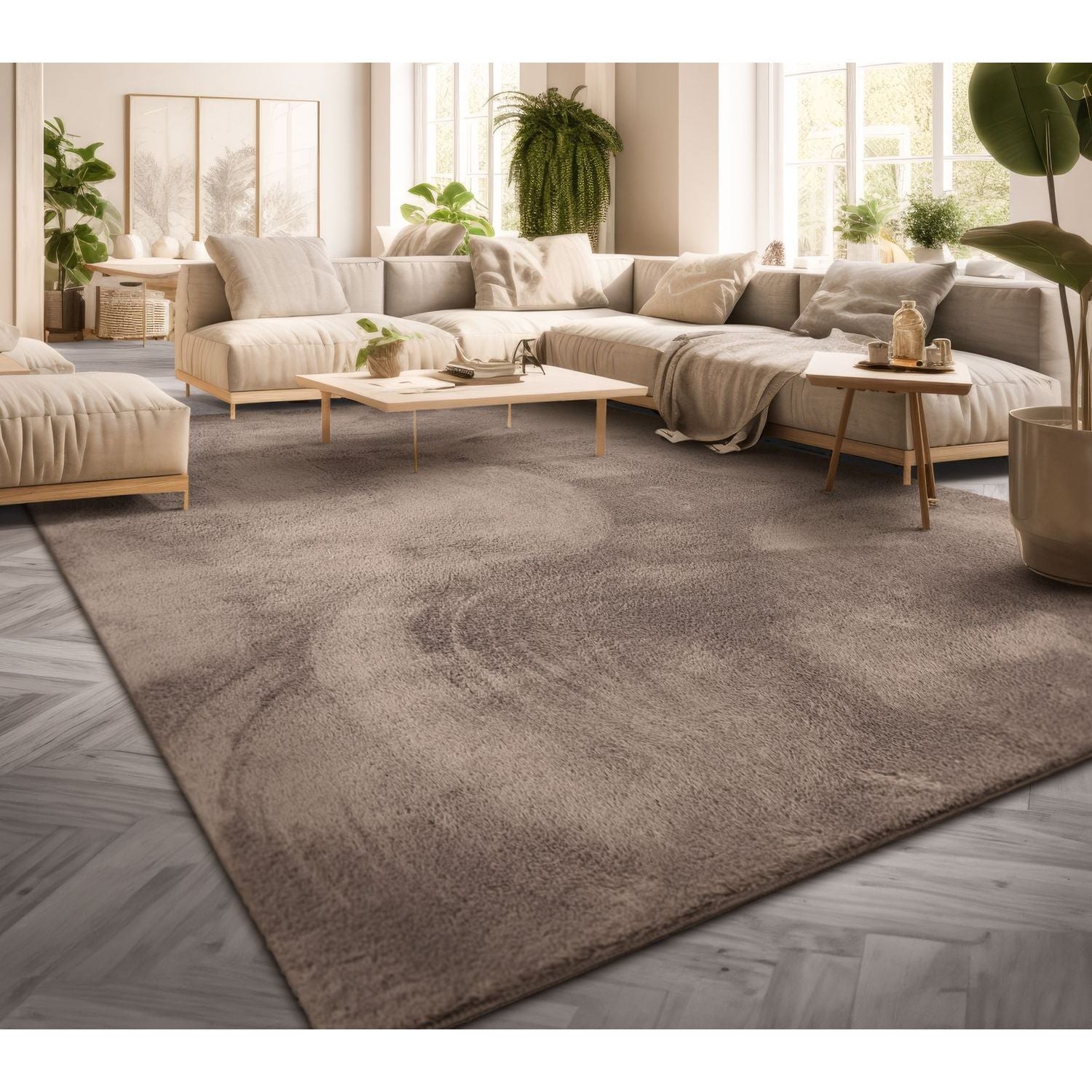Wohnzimmer Kurzflor Einfarbig Modernes Design, Anthrazit für Zuhause und Wohnzimmer – Detailansicht 55