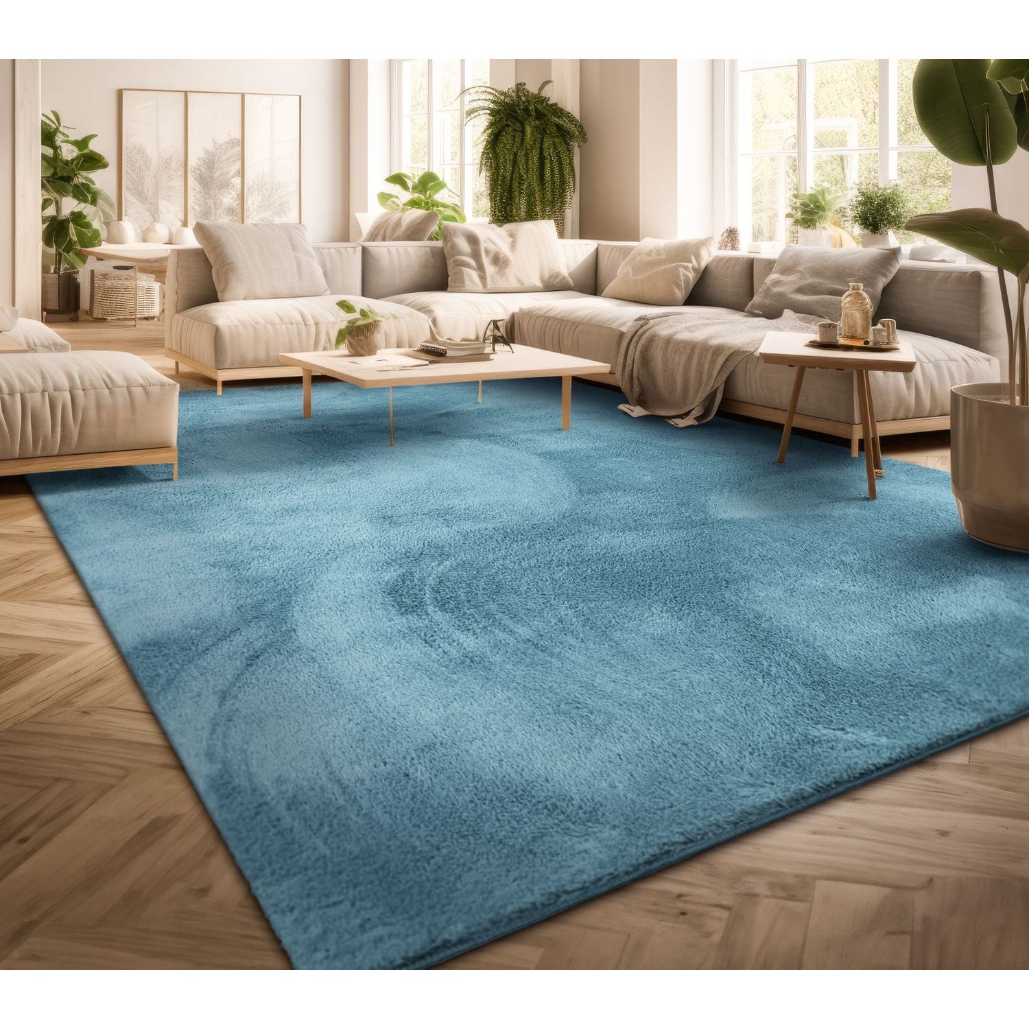 Wohnzimmer Kurzflor Einfarbig Modernes Design, Anthrazit für Zuhause und Wohnzimmer – Detailansicht 56