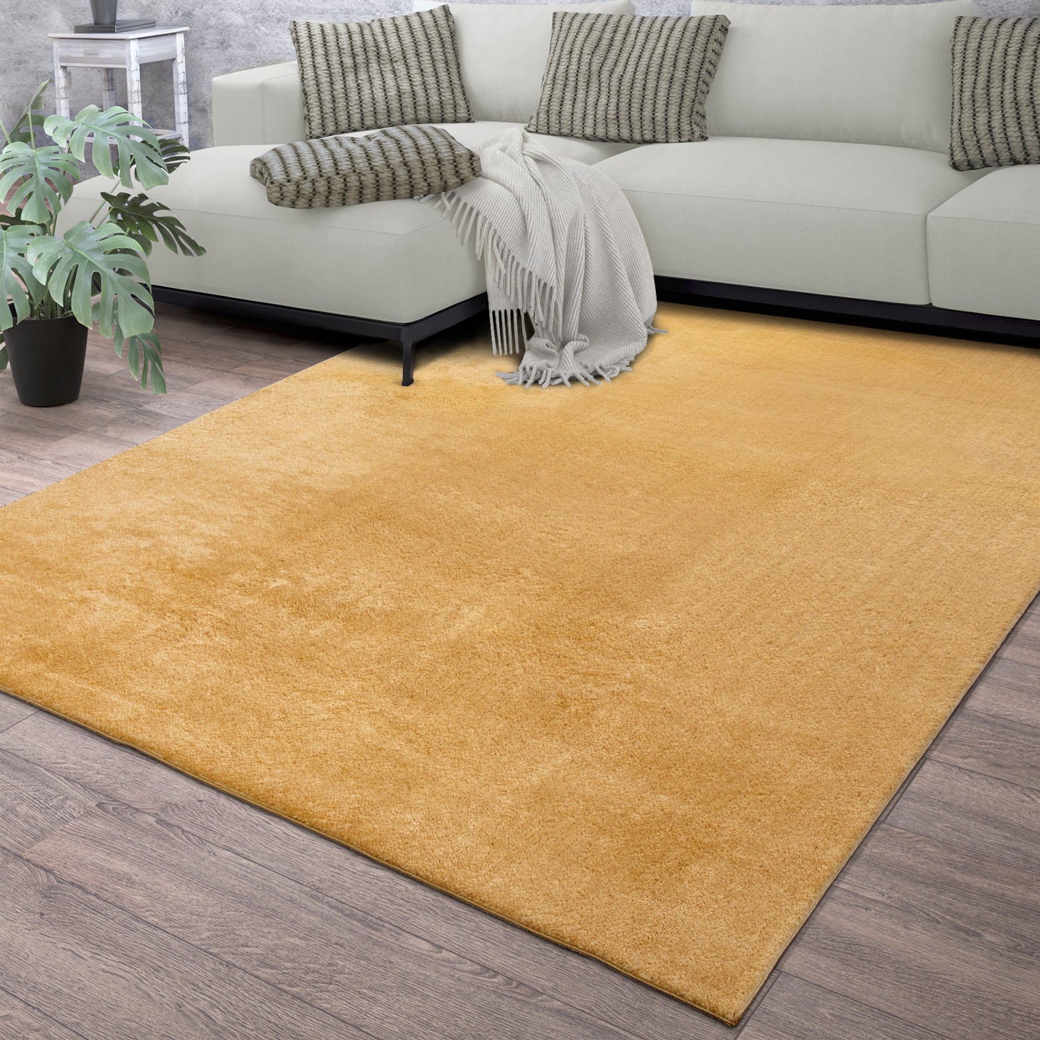 Wohnzimmer Kurzflor Einfarbig Modernes Design, Anthrazit für Zuhause und Wohnzimmer – Detailansicht 58