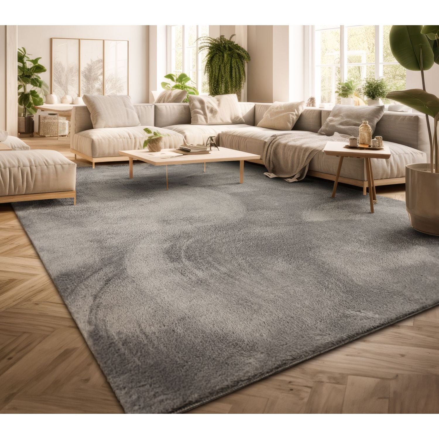Wohnzimmer Kurzflor Einfarbig Modernes Design, Beige für Wohnzimmer – Detailansicht 26