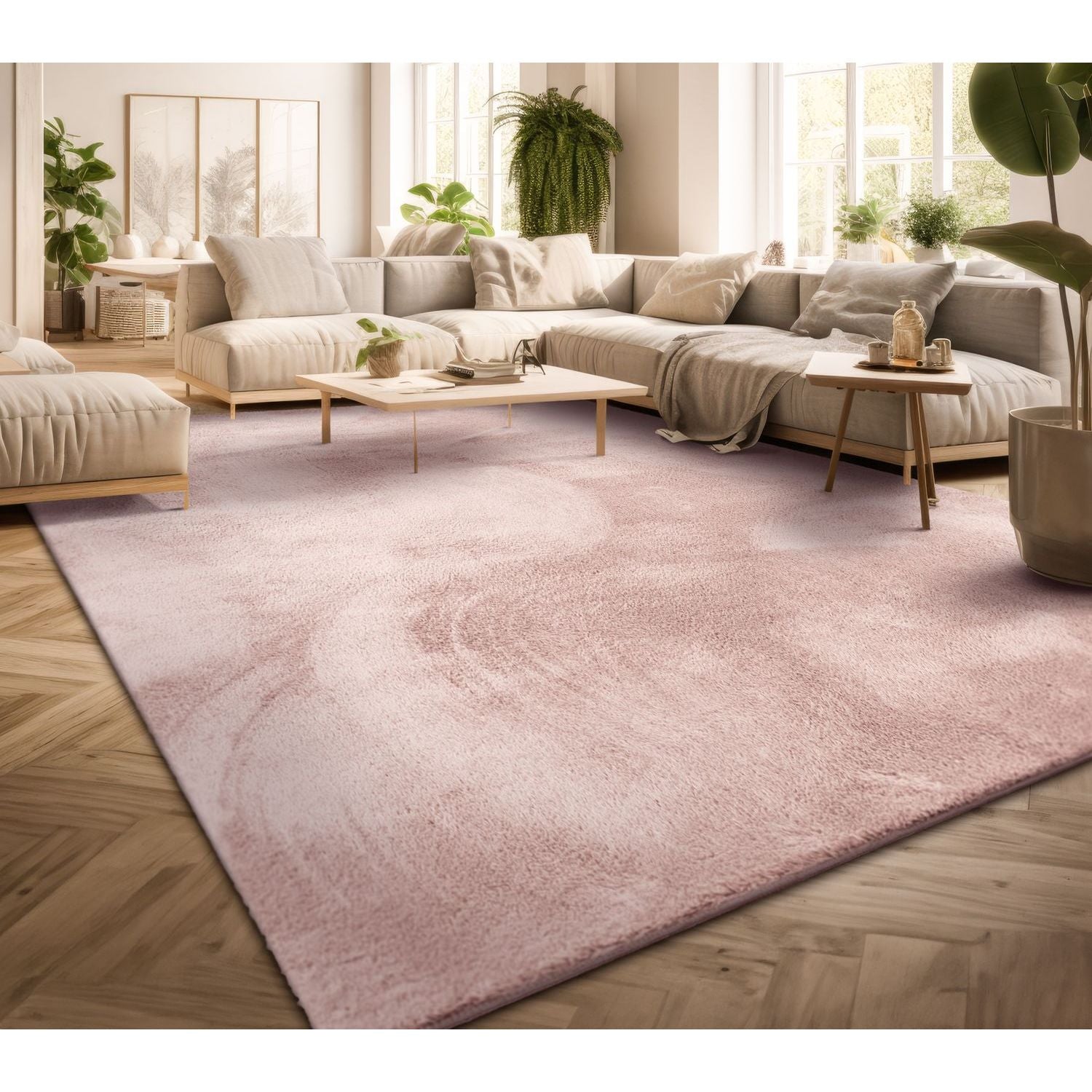 Wohnzimmer Kurzflor Einfarbig Modernes Design, Beige für Wohnzimmer – Detailansicht 46