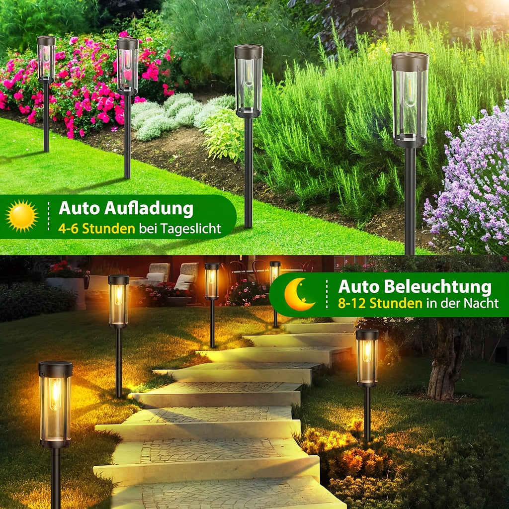 Wolfram-Glühbirnen-Solarleuchten, 4er-Pack für Garten und Terrasse – Detailansicht 3