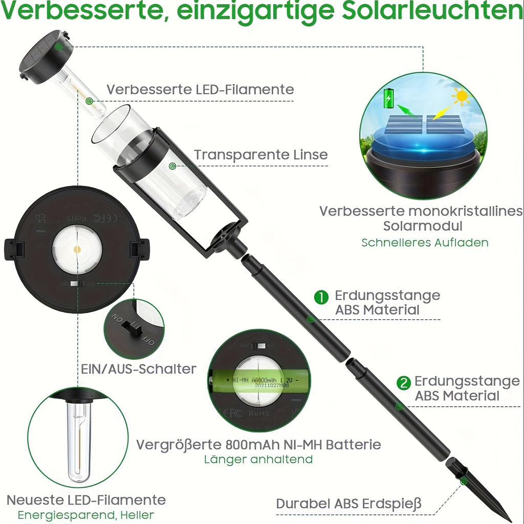 Wolfram-Glühbirnen-Solarleuchten, 4er-Pack für Garten und Terrasse – Detailansicht 4