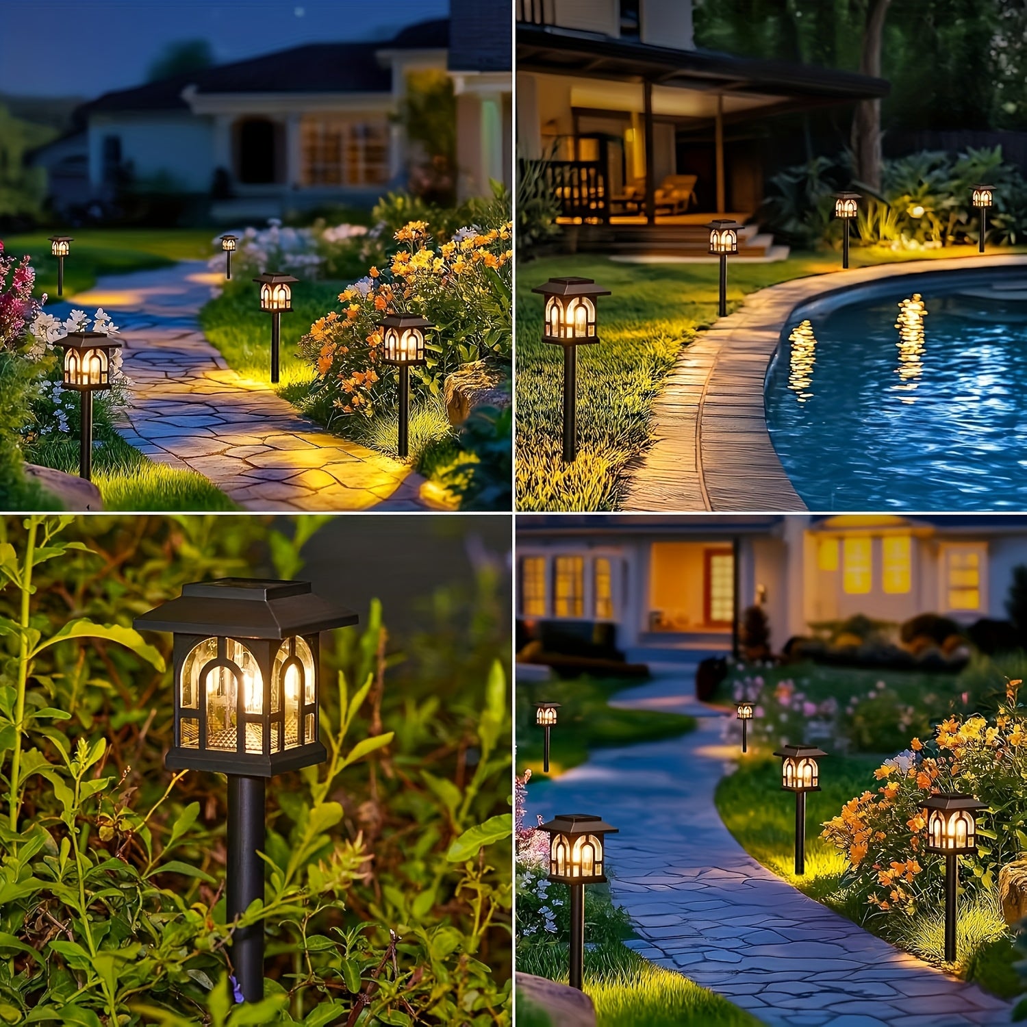 Wolfram-Glühbirnen-Solarleuchten, 4er-Pack für Garten und Terrasse – Detailansicht 7