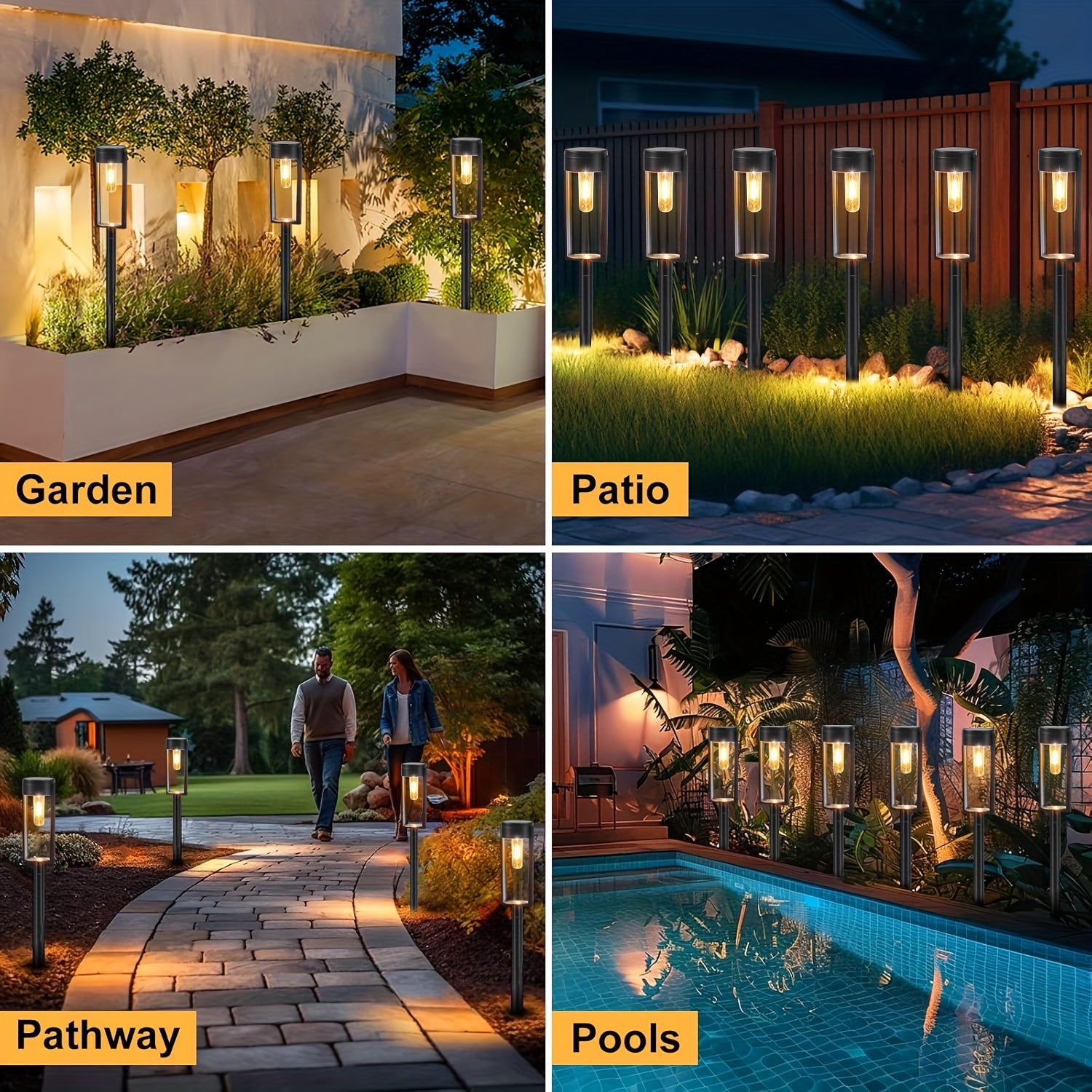 Wolfram-Glühbirnen-Solarleuchten, 4er-Pack für Garten und Terrasse – Detailansicht 11
