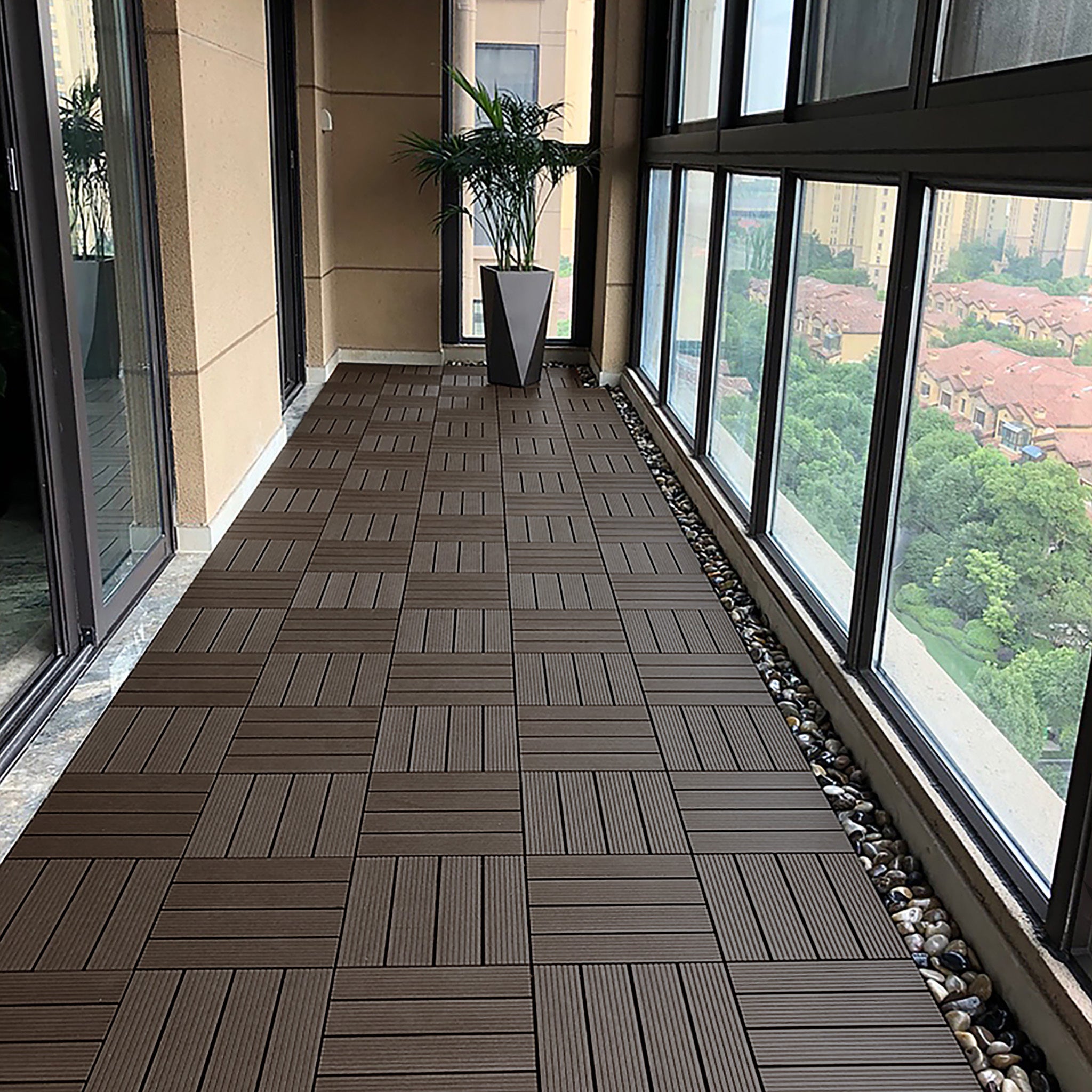 WPC-Tiles für den Außenbereich, Anthrazit für Garten und Terrasse – Detailansicht 2