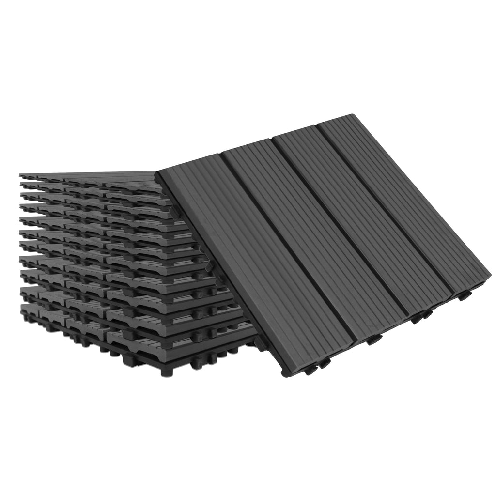 WPC-Tiles für den Außenbereich, Anthrazit für Garten und Terrasse – Detailansicht 3