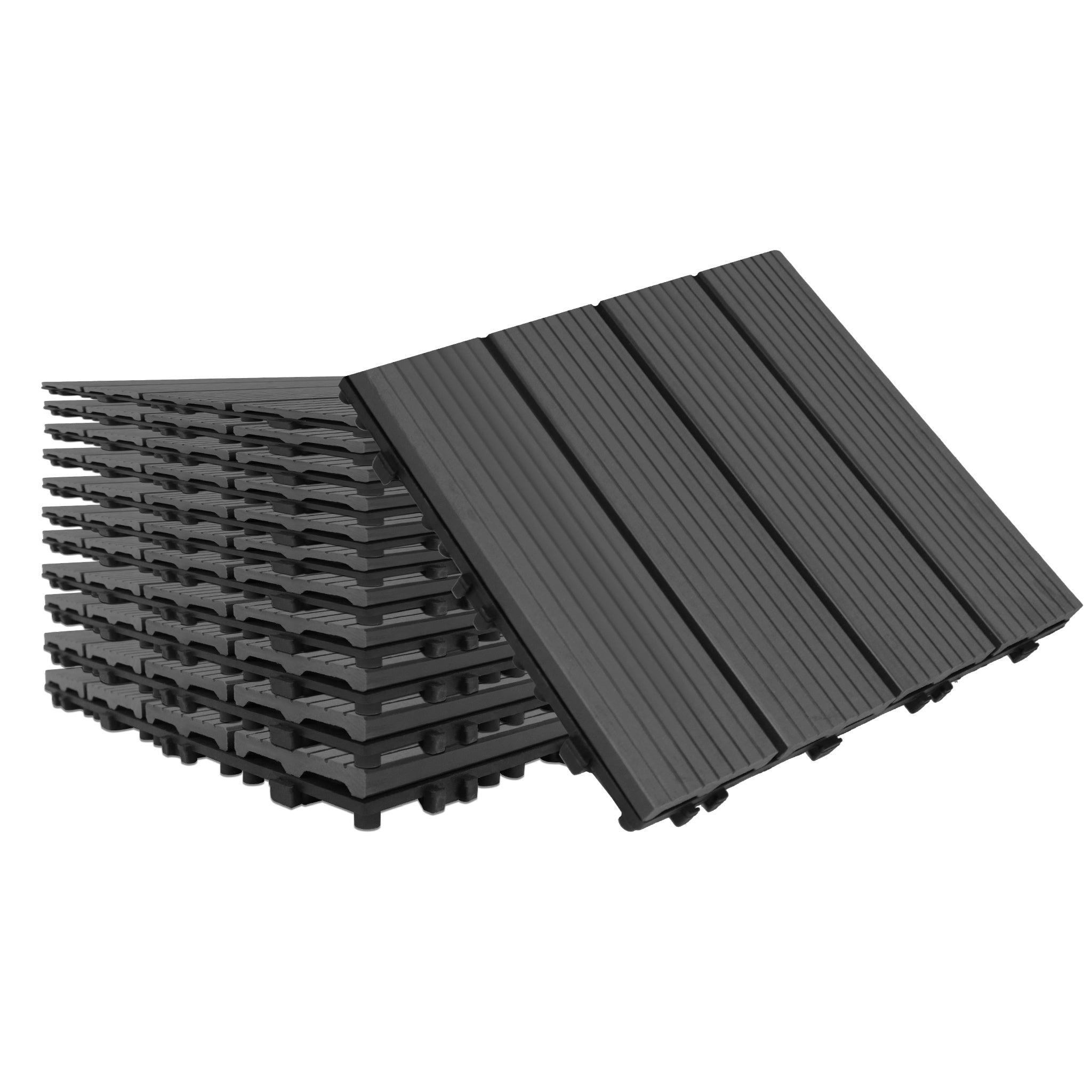 WPC-Tiles für den Außenbereich, Anthrazit für Garten und Terrasse – Detailansicht 3