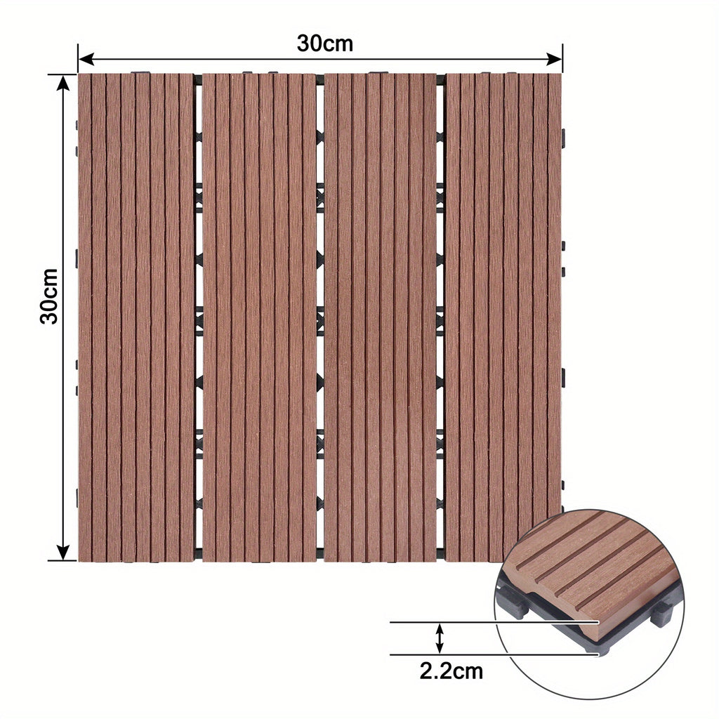 WPC-Tiles für den Außenbereich, Anthrazit für Garten und Terrasse – Detailansicht 4