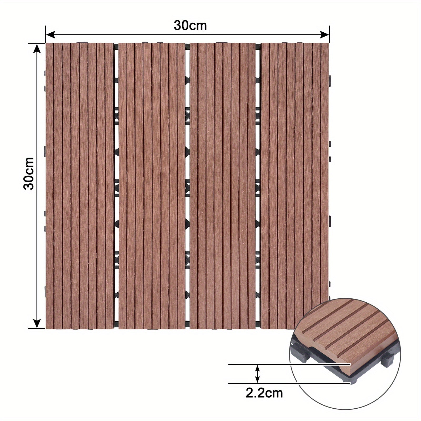 WPC-Tiles für den Außenbereich, Anthrazit für Garten und Terrasse – Detailansicht 4