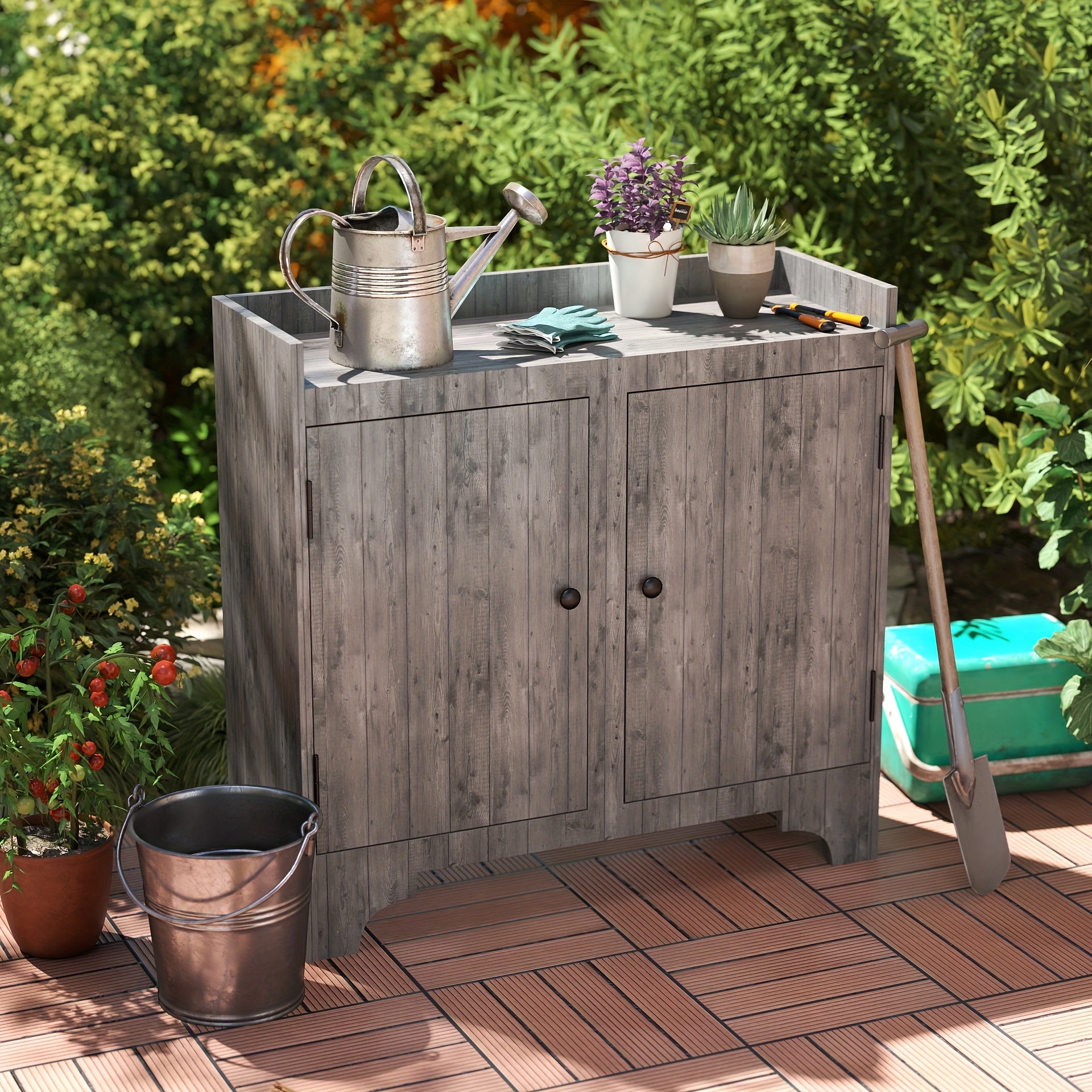 WPC-Tiles für den Außenbereich, Anthrazit für Garten und Terrasse – Detailansicht 5