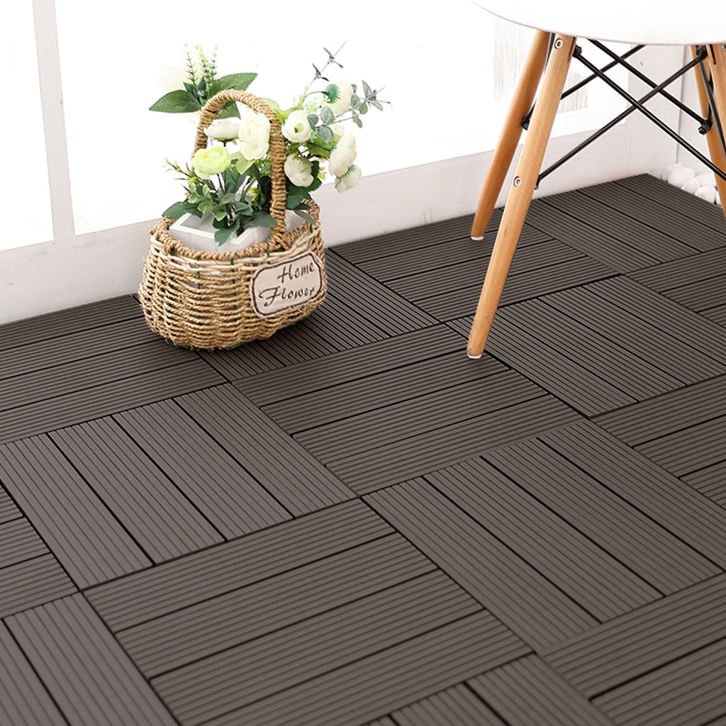 WPC-Tiles für den Außenbereich, Anthrazit für Garten und Terrasse – Detailansicht 6